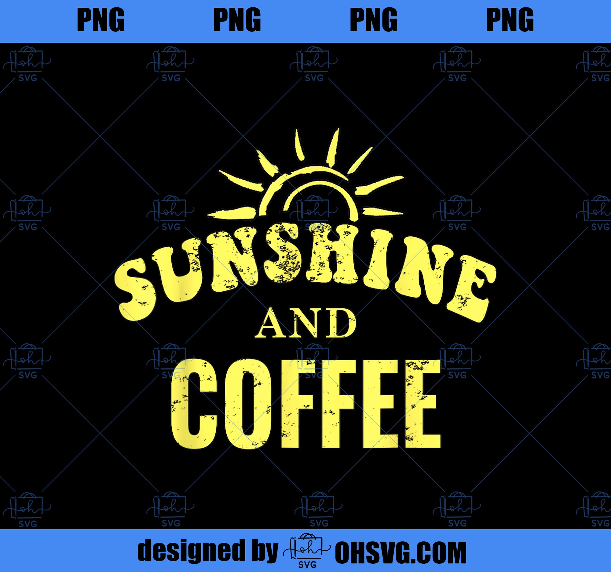 Coffee Lovers  Sunshine and Coffee Retro Style Mothers Day PNG, Mom PNG, Mothers Day PNG