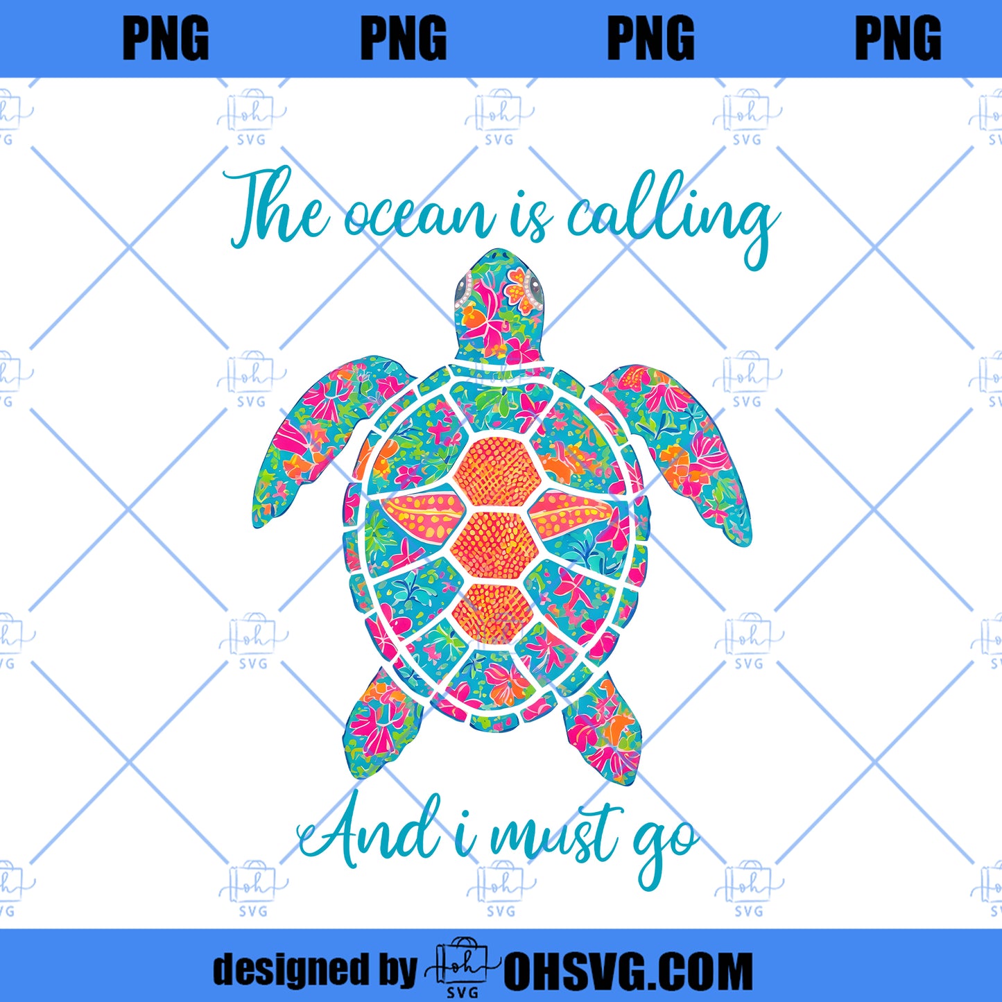 Colorful Turtle PNG, Preppy Coastal Beach Design, Summer Vacation Graphic