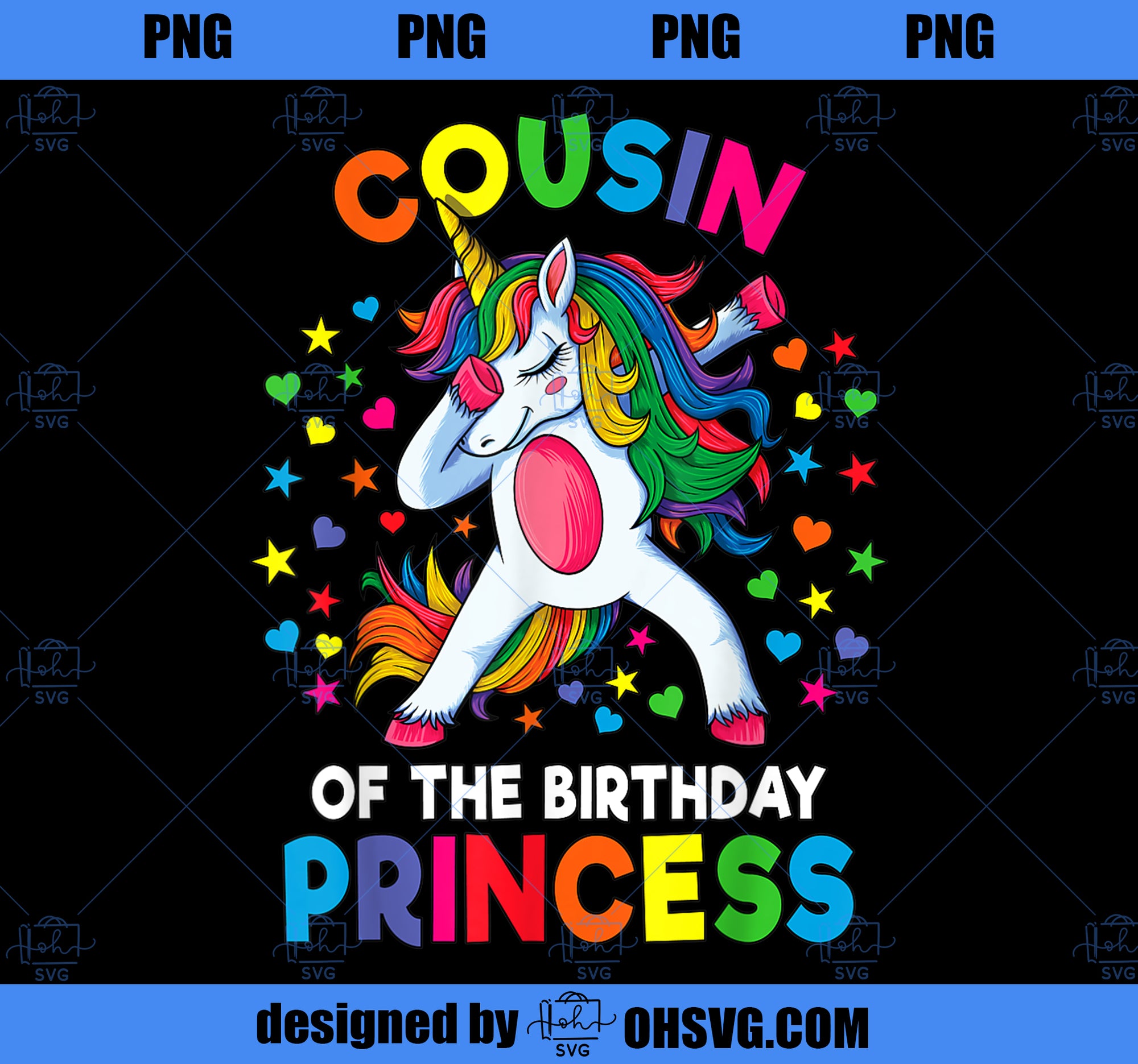 Cousin Of The Birthday Princess Dabbing Unicorn Party Gift PNG, Magic Unicorn PNG, Unicorn PNG