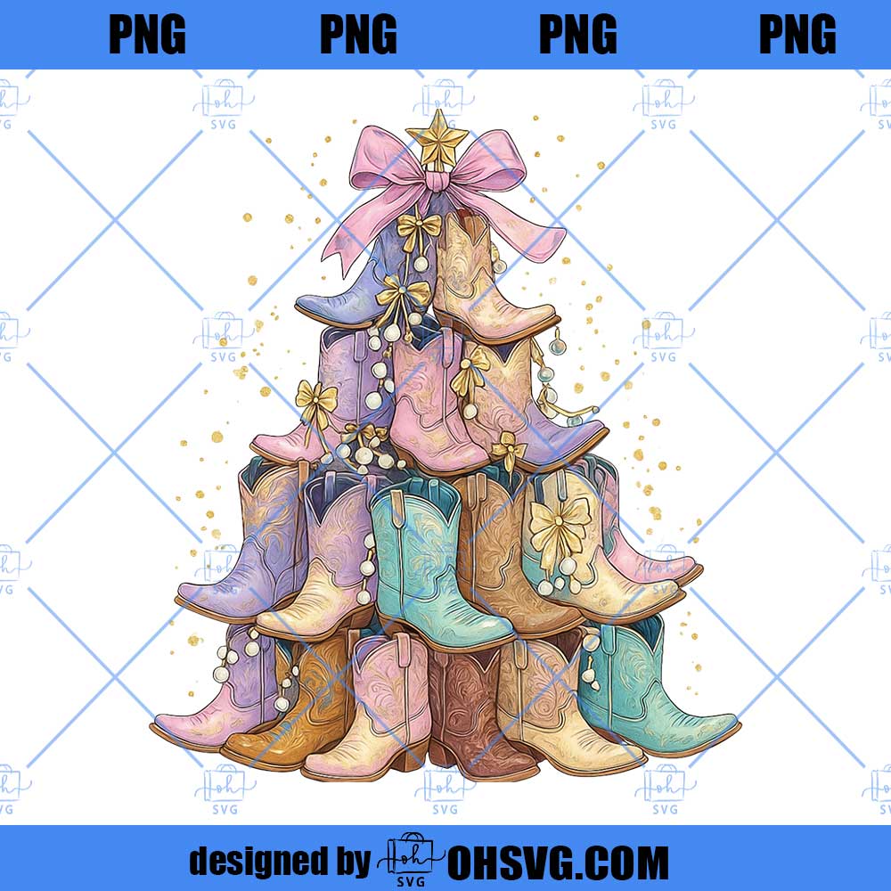 Cowgirl Boot Christmas Tree Png, Western Christmas png, Cowboy Christmas Png,Cowgirl Western