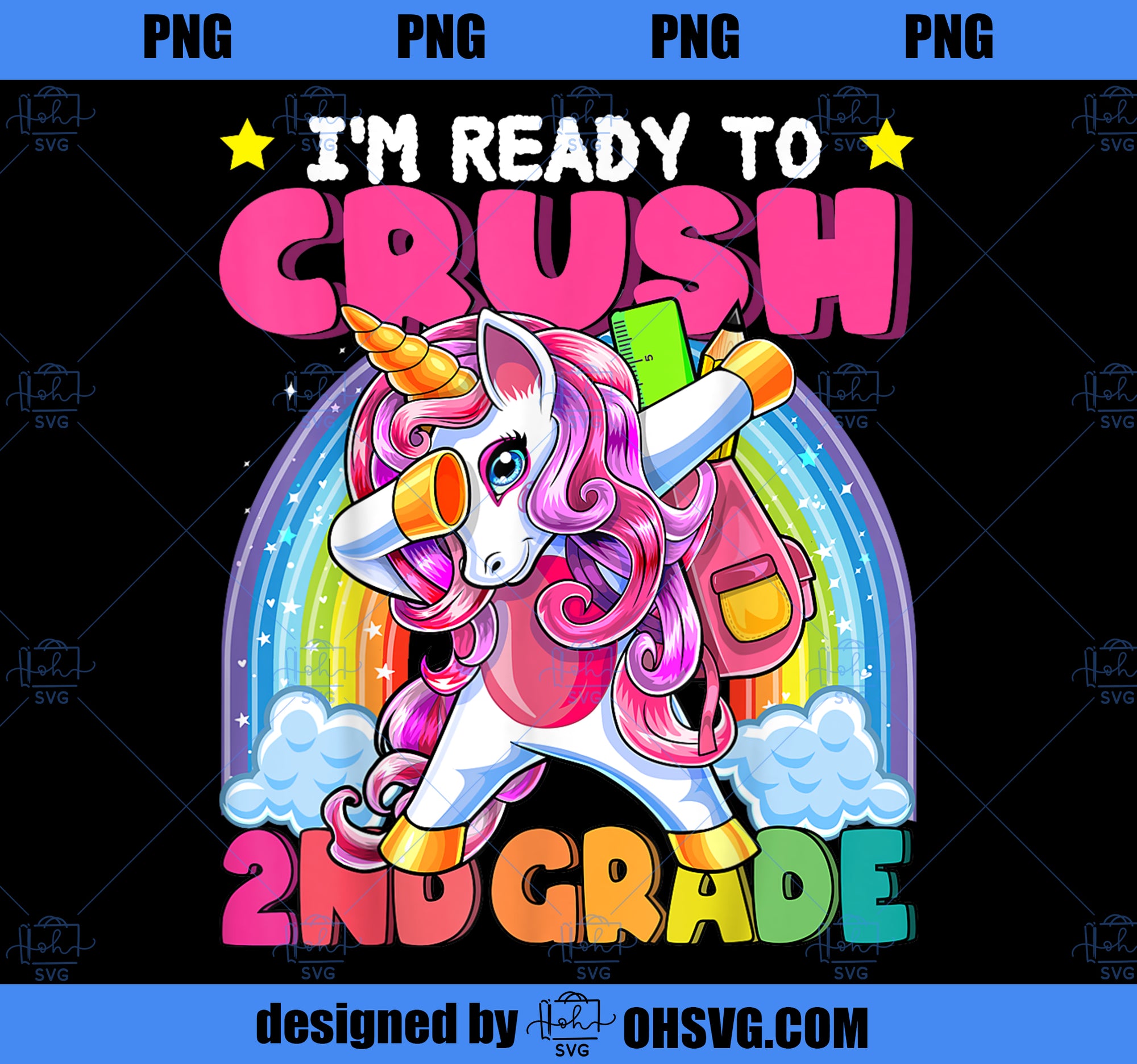 Crush 2nd Grade Dabbing Unicorn Back to School Girls Gift PNG, Magic Unicorn PNG, Unicorn PNG