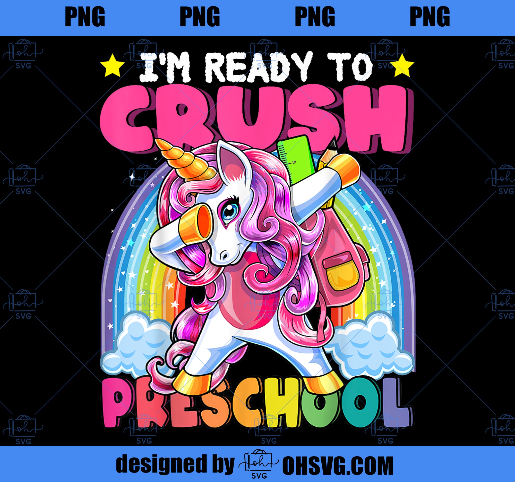 Crush Preschool Dabbing Unicorn Back to School Girls Gift PNG, Magic Unicorn PNG, Unicorn PNG