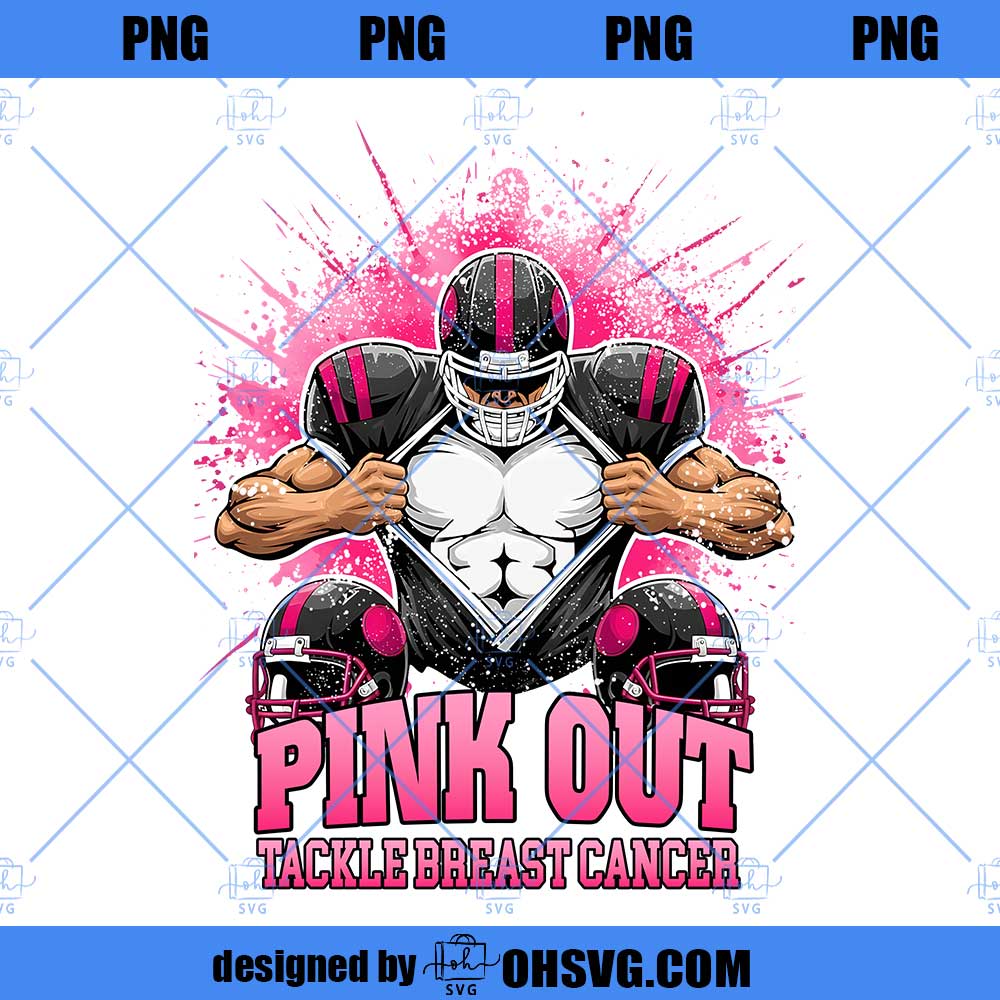 Custom Breast Cancer Football Png, Pink Out Tackle Breast Cancer Png, Breast Cancer Awareness PNG, Game Day Png, Pink Ribbon, Fight Cancer