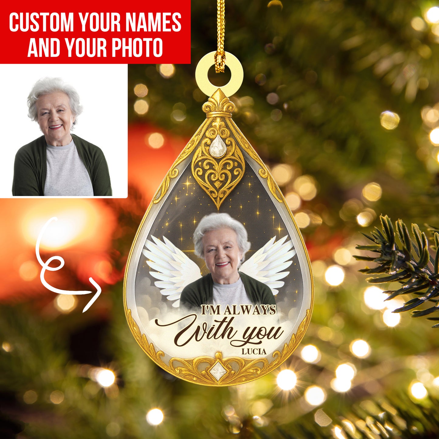 Custom Photo Acrylic Ornament - Personalized Christmas Memorial Sympathy Gifts For Loss Of Mom, Dad - Memories Keep You Close