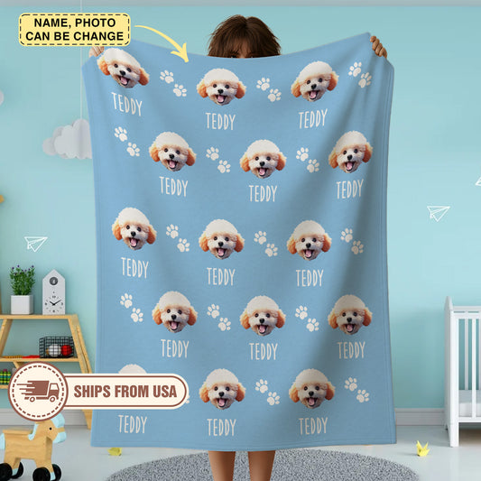 Custom Pet Blanket Using Pet Photo + Name Custom Dog Blanket Personalized Dog Blankets Cat Picture Blanket Pet Photo Blanket Dog Dad Gift