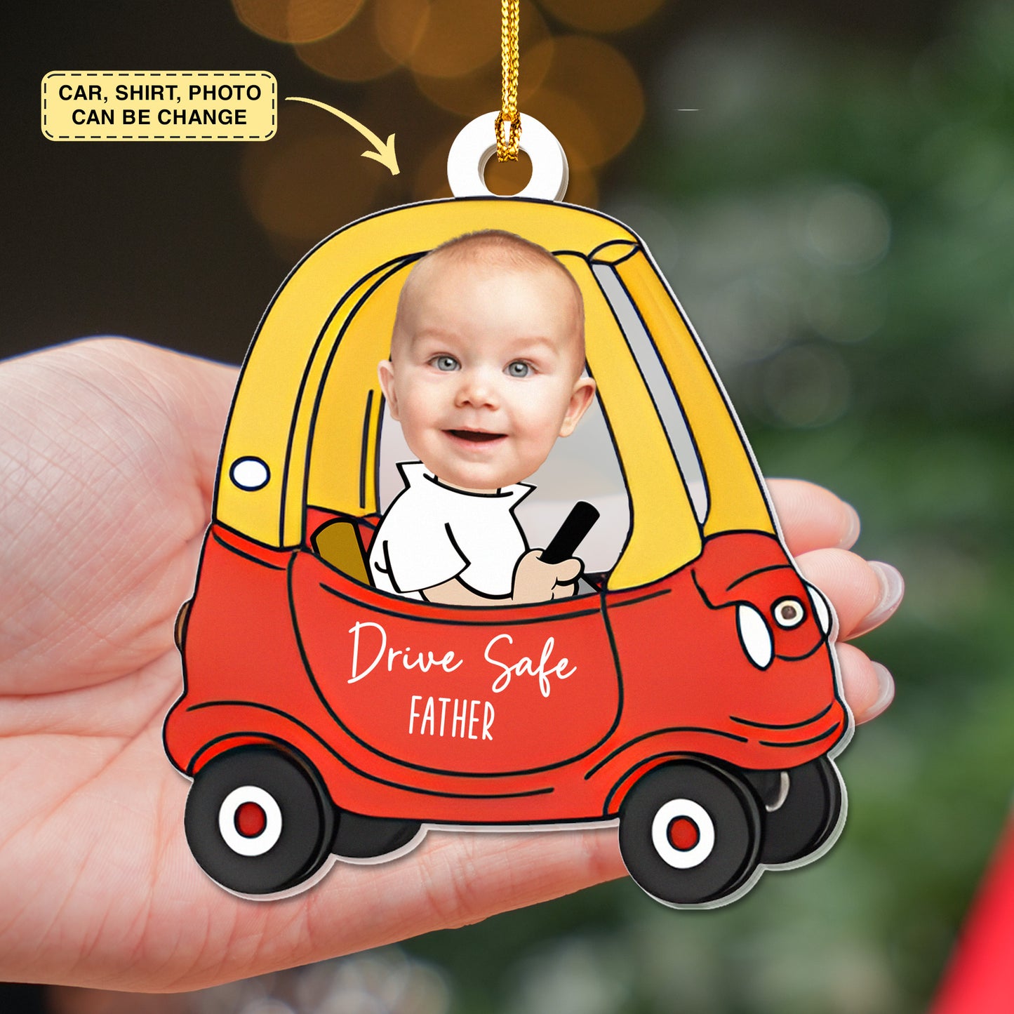 Custom Car Photo Ornament, Drive Safe Daddy Car Hanger, Drive Safe Daddy, Car Decor, Gift for Dad, Drive Safe, Car Ornament, Daddy Gifts