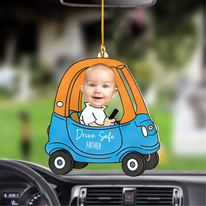 Custom Car Photo Ornament, Drive Safe Daddy Car Hanger, Drive Safe Daddy, Car Decor, Gift for Dad, Drive Safe, Car Ornament, Daddy Gifts