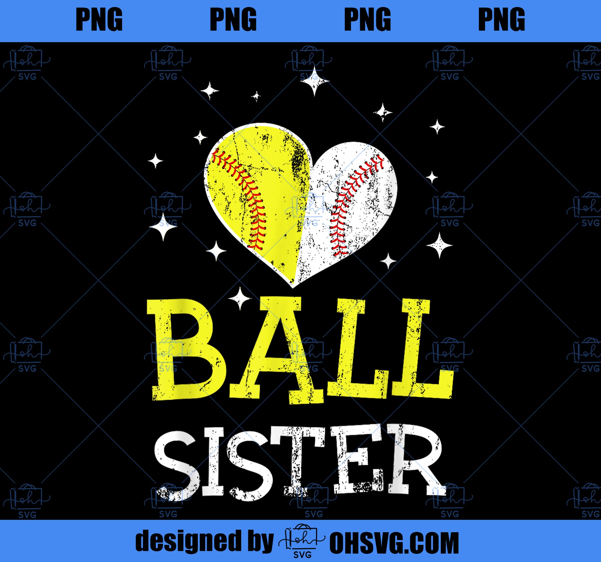 Cute Baseball and Softball Sister Funny Sister Lover PNG, Mom PNG, Mothers Day PNG