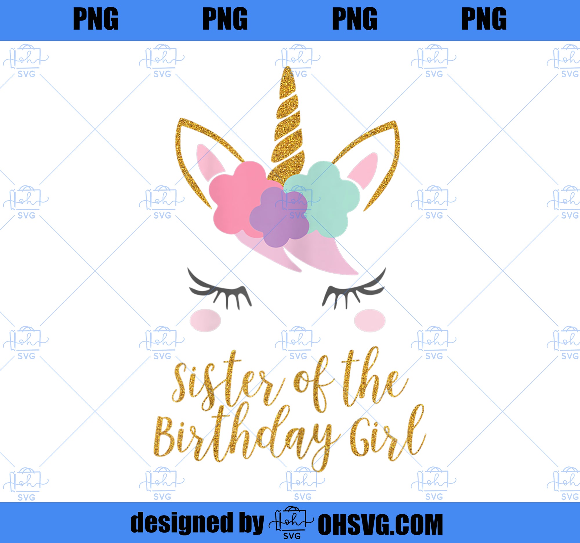 Cute Unicorn Sister Shirt, Sister of the Birthday Girl Tee 1 PNG, Unicorn Cousin PNG, Magic Unicorn PNG, Unicorn PNG