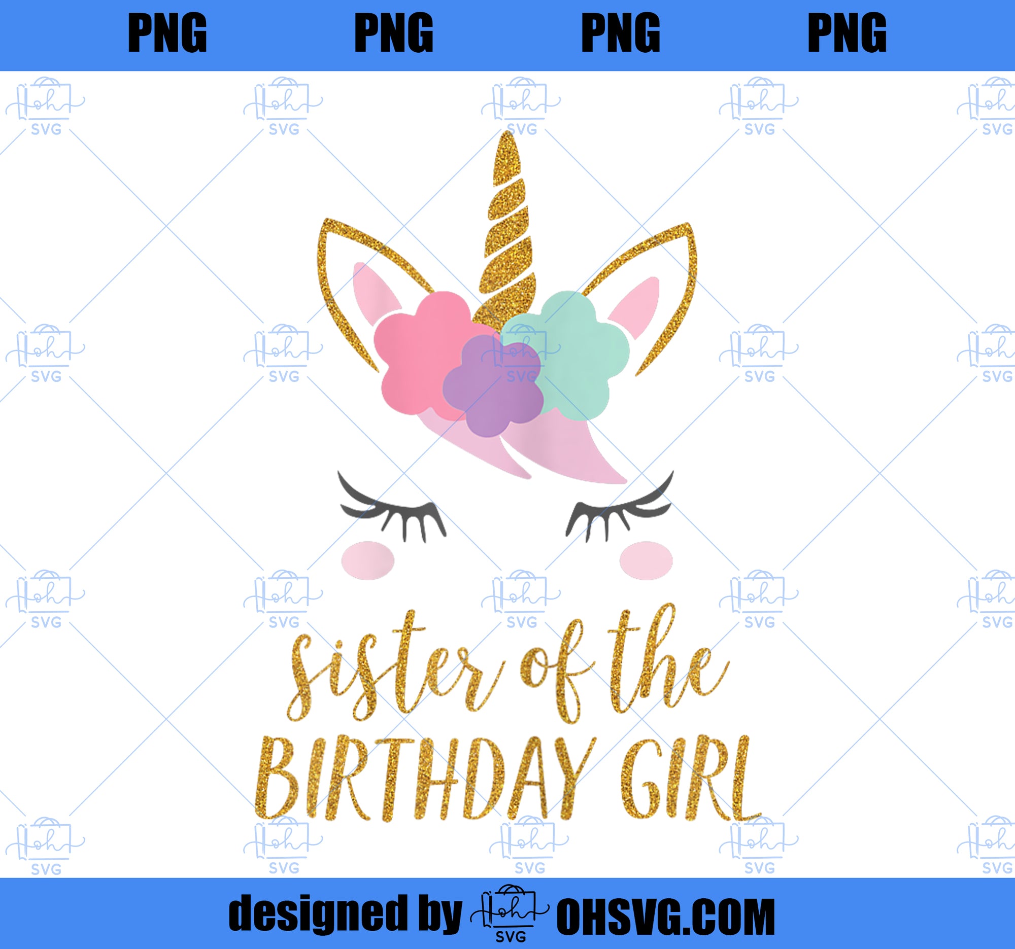 Cute Unicorn Sister Shirt, Sister of the Birthday Girl Tee PNG, Unicorn Cousin PNG, Magic Unicorn PNG, Unicorn PNG