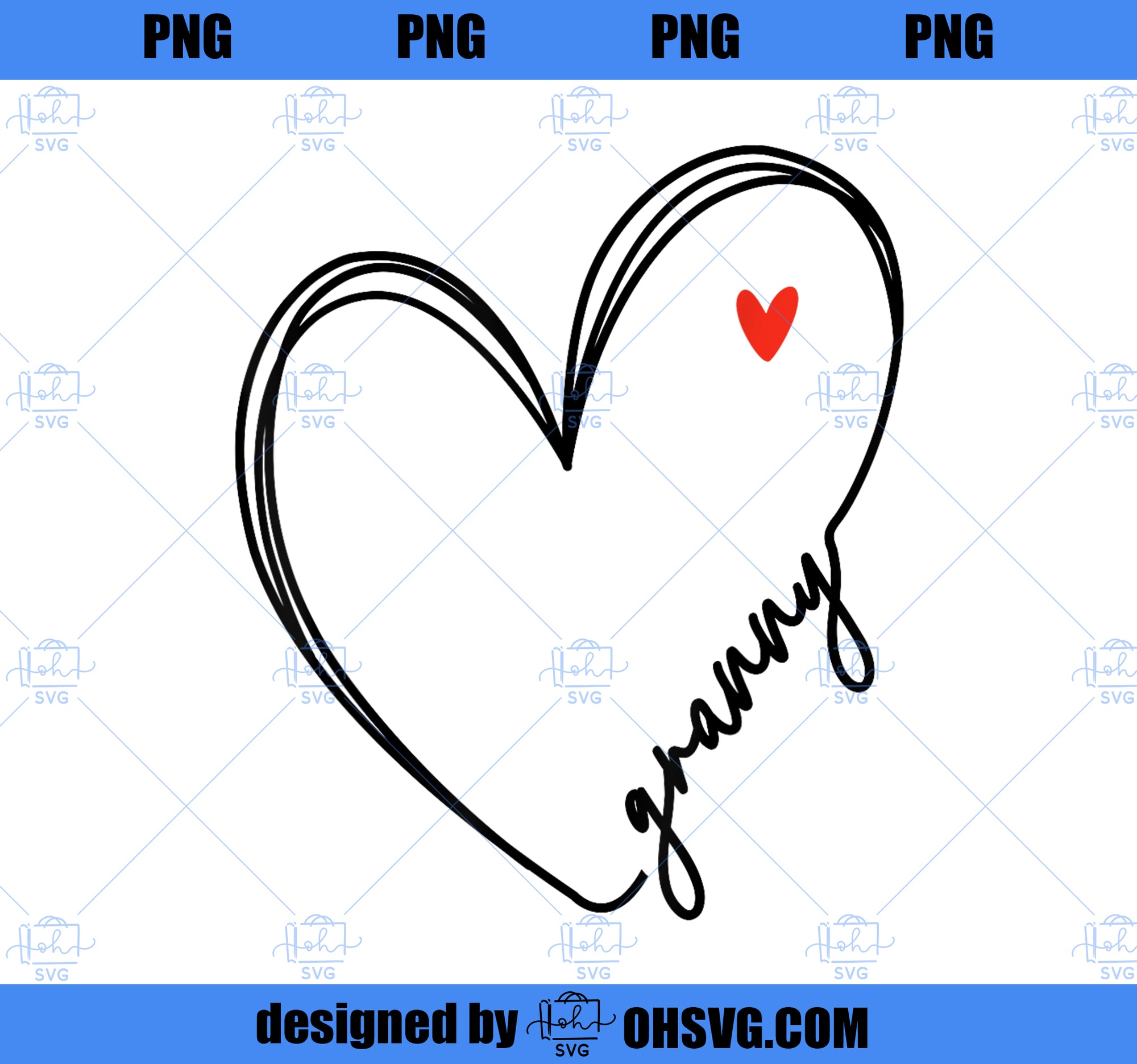 Cute granny With Heart Girl Women Mom Mother PNG, Mom PNG, Mothers Day PNG