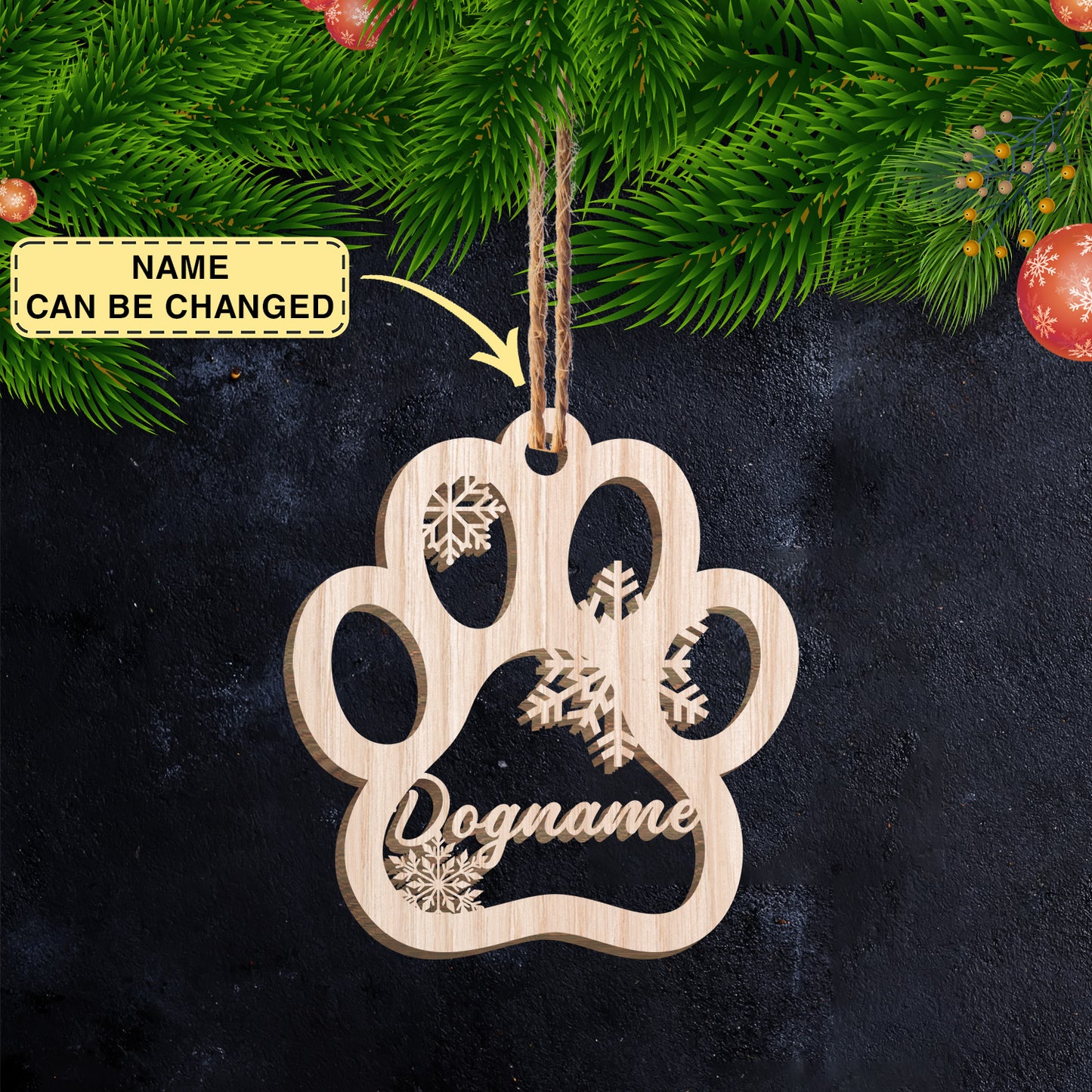 Personalized Paw Ornament, Custom Dog Christmas Decor, Cat Christmas Decor