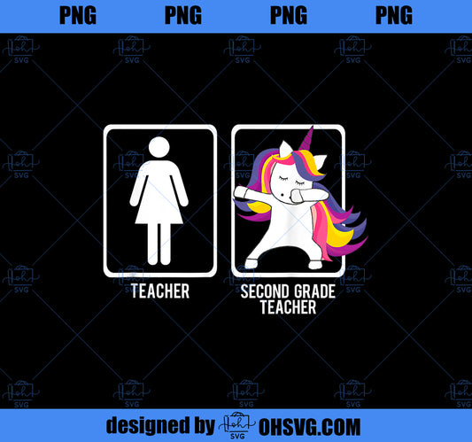 DABBING UNICORN SECOND 2nd GRADE TEACHER Shirt Gift Dab Dabs PNG, Magic Unicorn PNG, Unicorn PNG