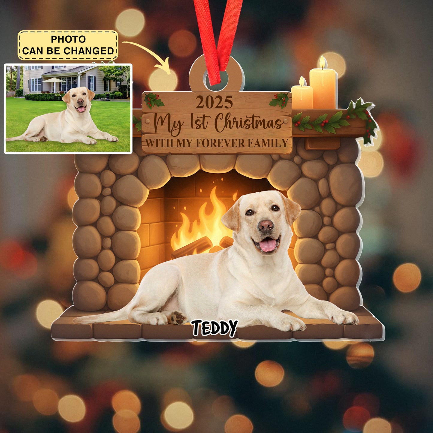 Custom Pet First Christmas Ornament - Dog Picture Ornament - Dog's 1st Christmas Keepsake - Pet Photo Print Ornament 2025