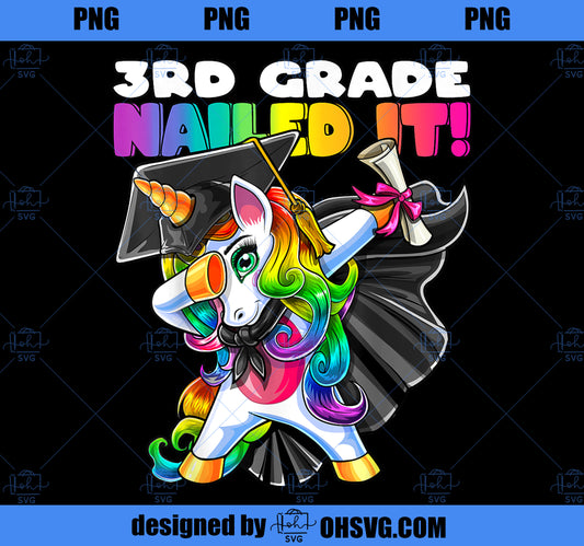 Dabbing Unicorn 3rd Grade Graduation Cap Gown Gift Girls PNG, Magic Unicorn PNG, Unicorn PNG