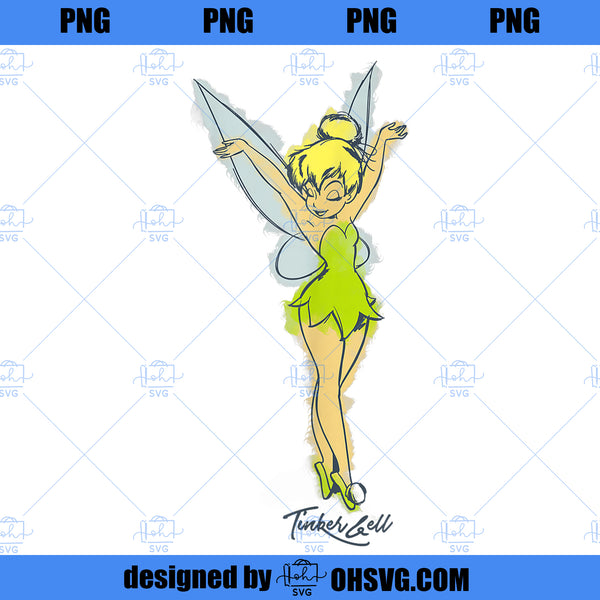 Disney Peter Pan Tinker Bell Watercolor Sketch PNG, Disney PNG, Shark ...