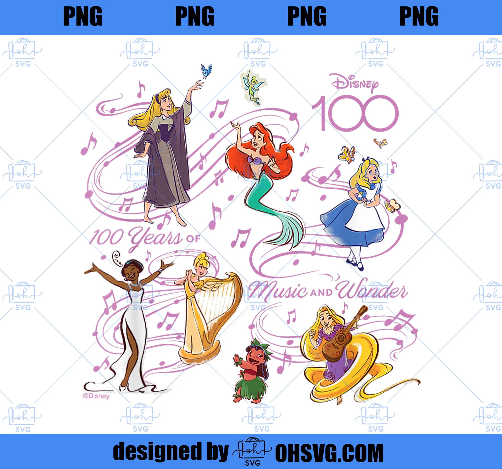 Disney 100 Years of Music and Wonder Princess Songs D100 PNG, Disney PNG, Princess PNG