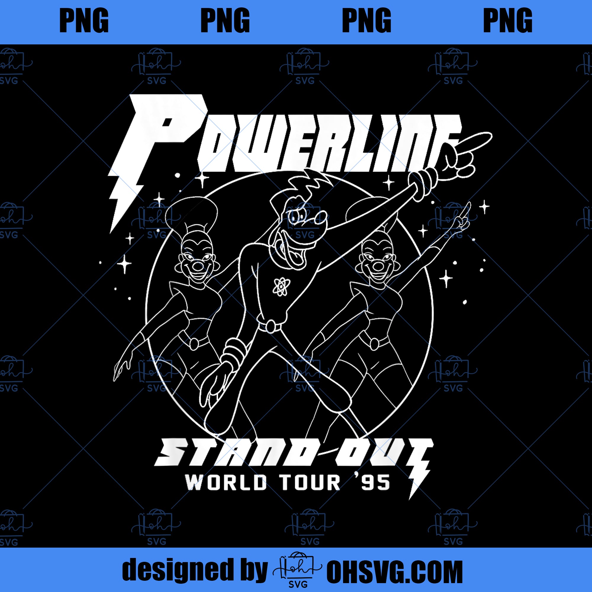 Disney A Goofy Movie Powerline World Tour Outline Poster PNG, Movies PNG, Disney A Goofy PNG