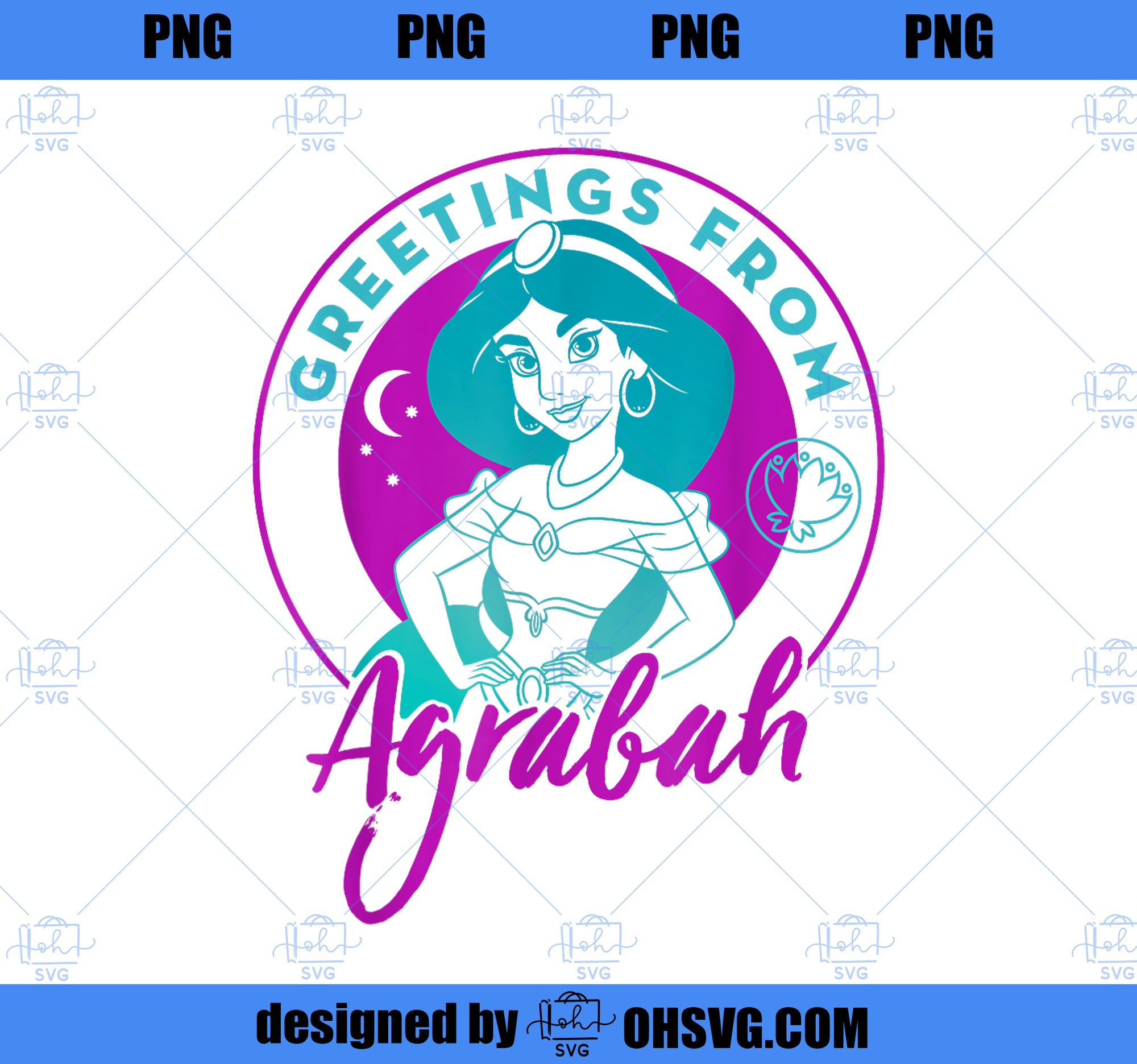 Disney Aladdin Princess Jasmine Agrabah Greetings T-Shirt PNG, Disney PNG, Princess PNG