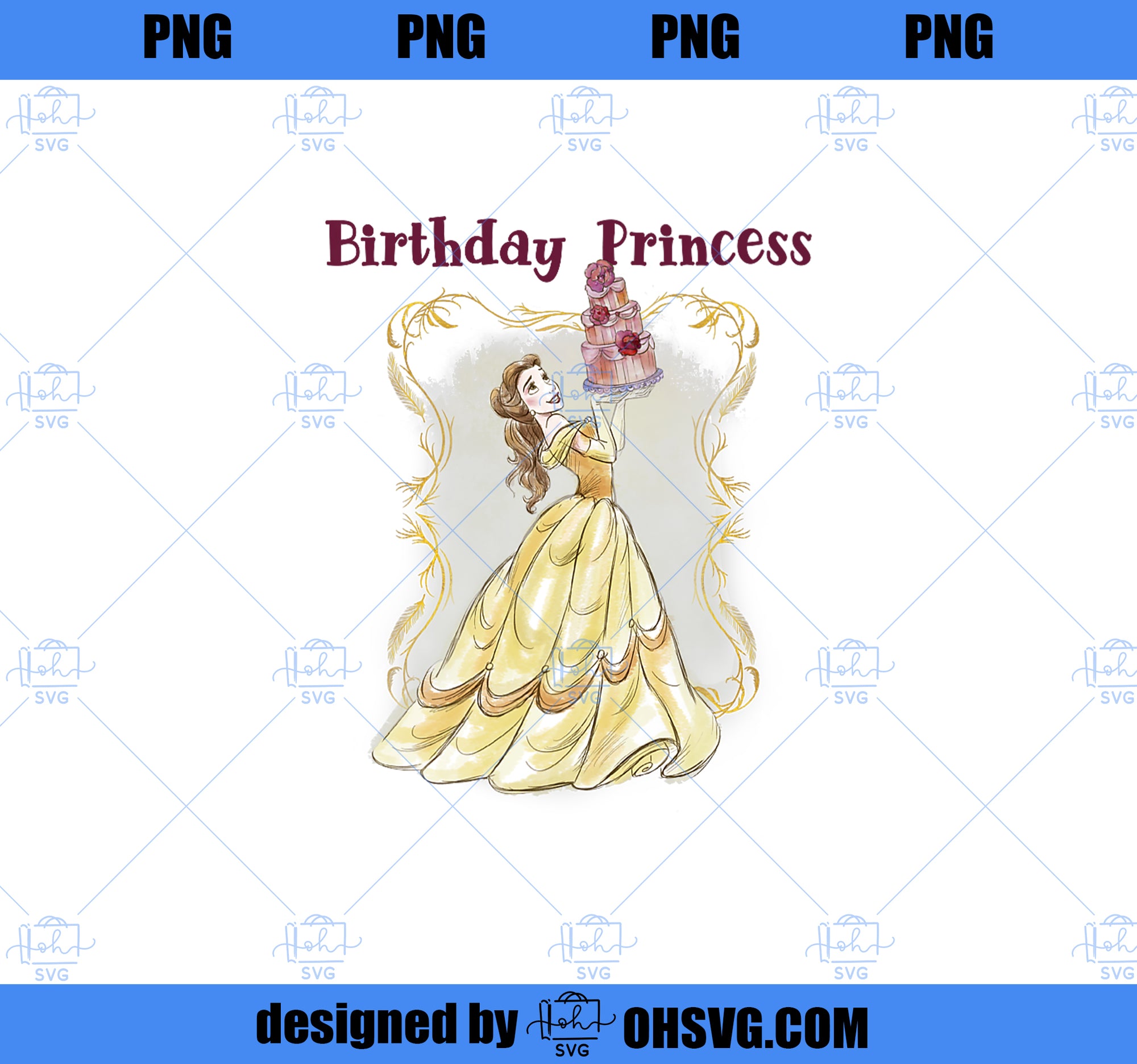 Disney Beauty and the Beast Belle Birthday Princess Premium PNG, Disney PNG, Princess PNG