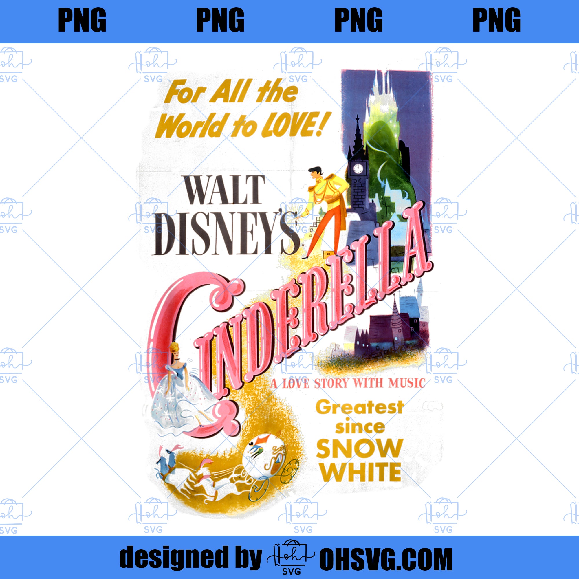 Disney Cinderella Vintage Movie Box Art Poster PNG Download, Movies PNG, Disney Cinderella PNG