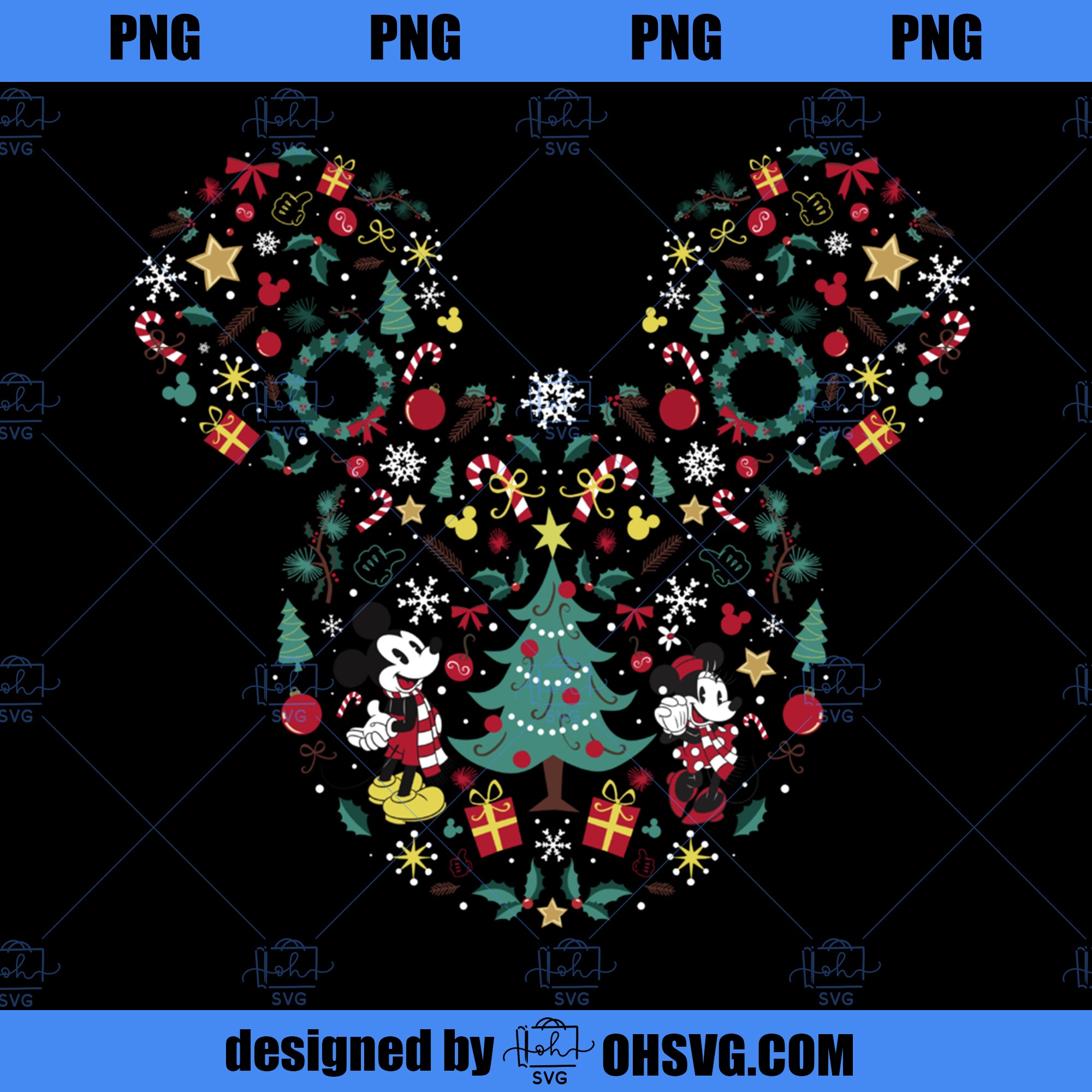 Disney Mickey And Friends Christmas Icon Mix Mouse Ears PNG, Disney PNG, Disney Mickey PNG