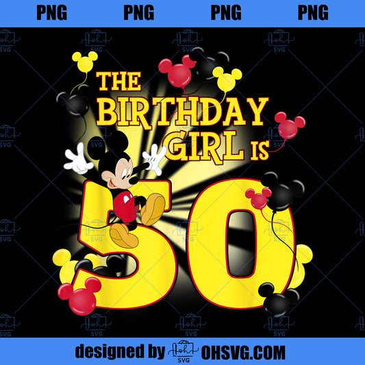 Disney Mickey And Friends Mickey 50th Birthday Girl PNG, Disney PNG, Mickey Friends PNG