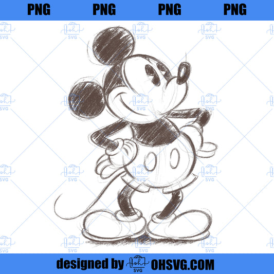 Disney Mickey And Friends Mickey Mouse Sketch Portrait PNG, Disney PNG, Mickey Friends PNG