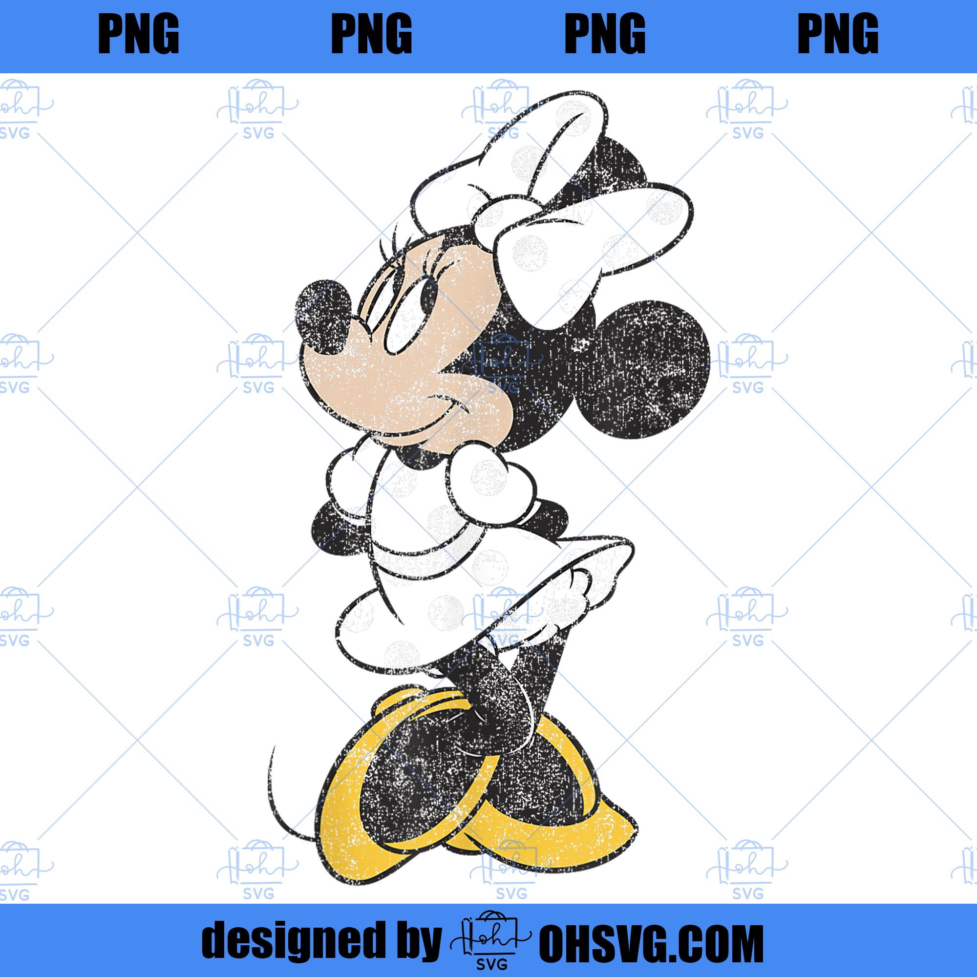 Disney Mickey And Friends Minnie Mouse Simple Distressed PNG, Disney PNG, Mickey Friends PNG
