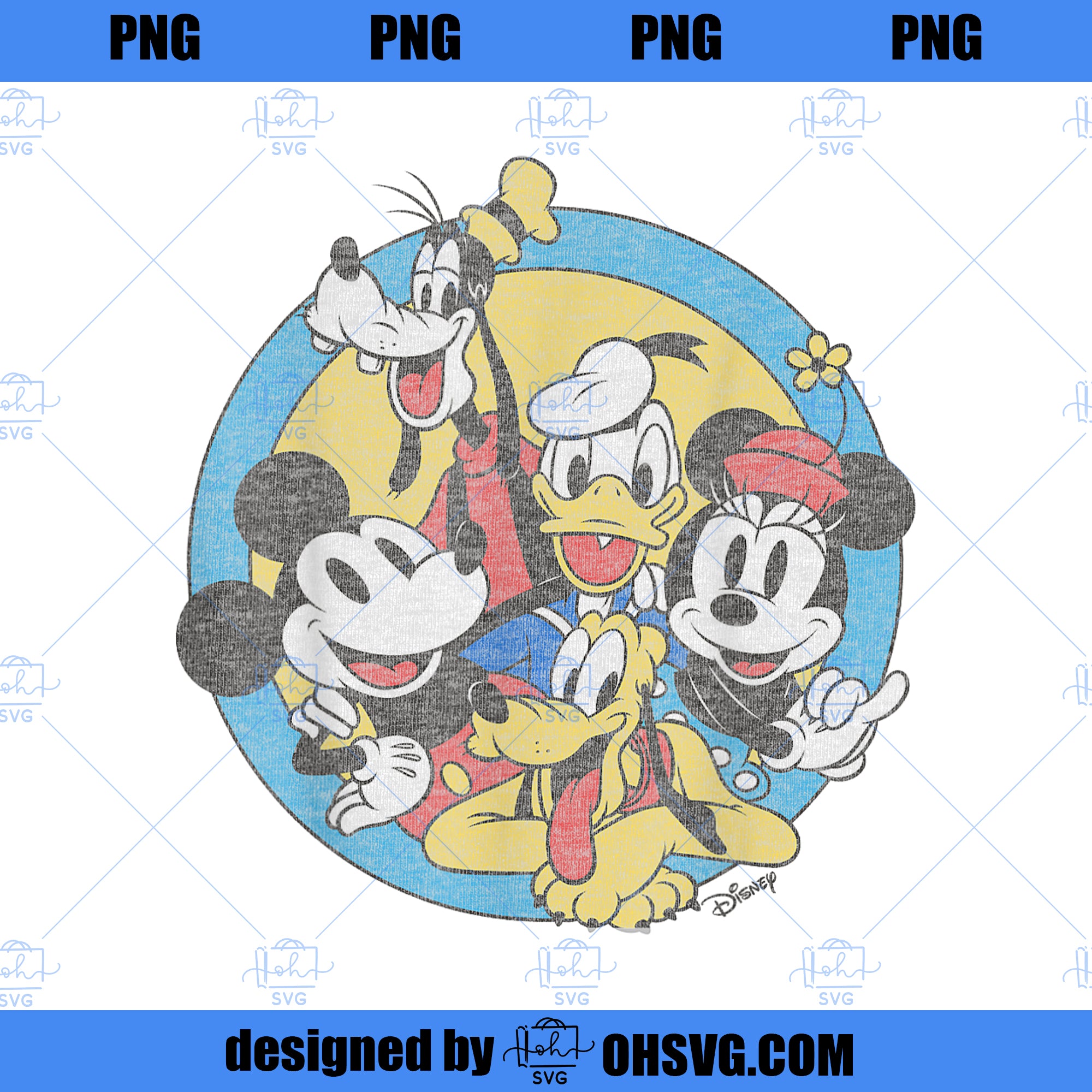 Disney Mickey And Friends Retro Group Shot PNG, Disney PNG, Mickey Friends PNG
