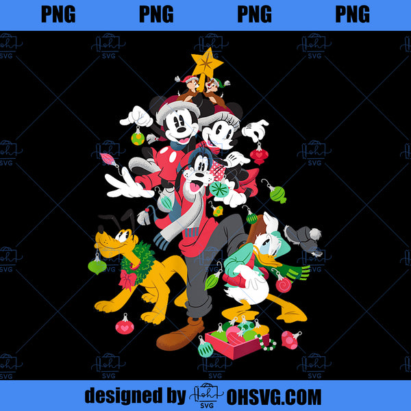 Disney Mickey Minnie Goofy Pluto Chip Dale Christmas Tree PNG, Disney ...