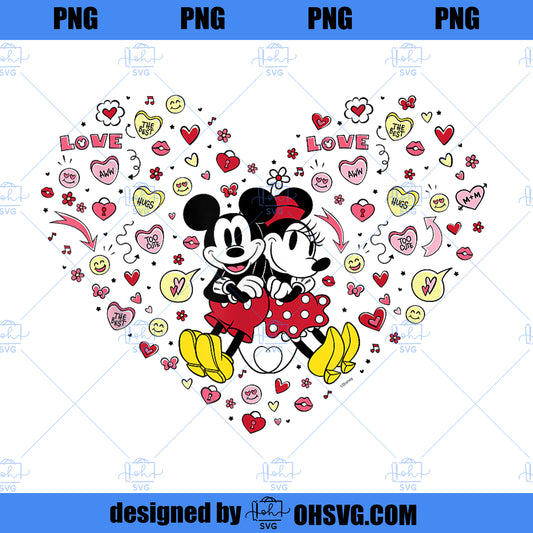 Disney Mickey Minnie Heart of Love Valentineu2019s Day Retro PNG, Disney PNG, Mickey Minnie PNG