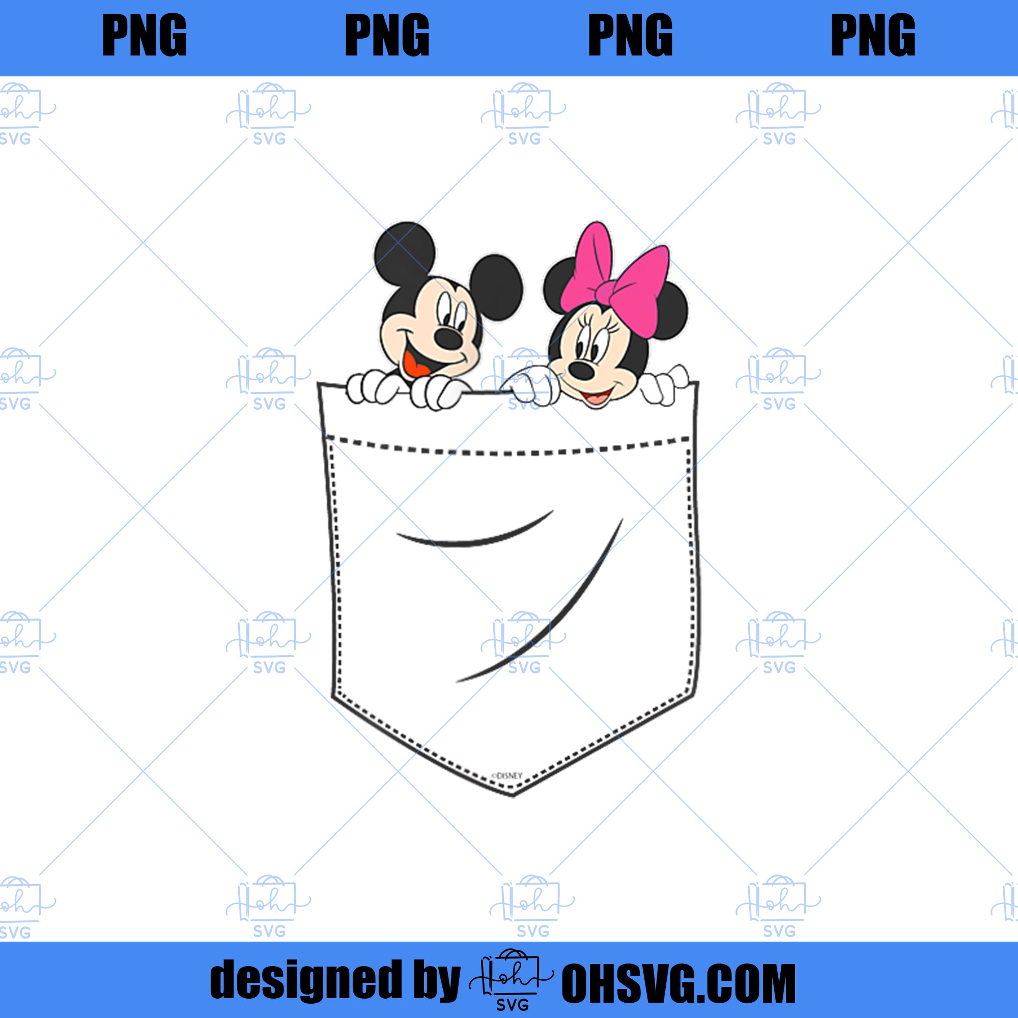 Disney Mickey Minnie Mouse Small Pocket Couple PNG, Disney PNG, Mickey Minnie PNG