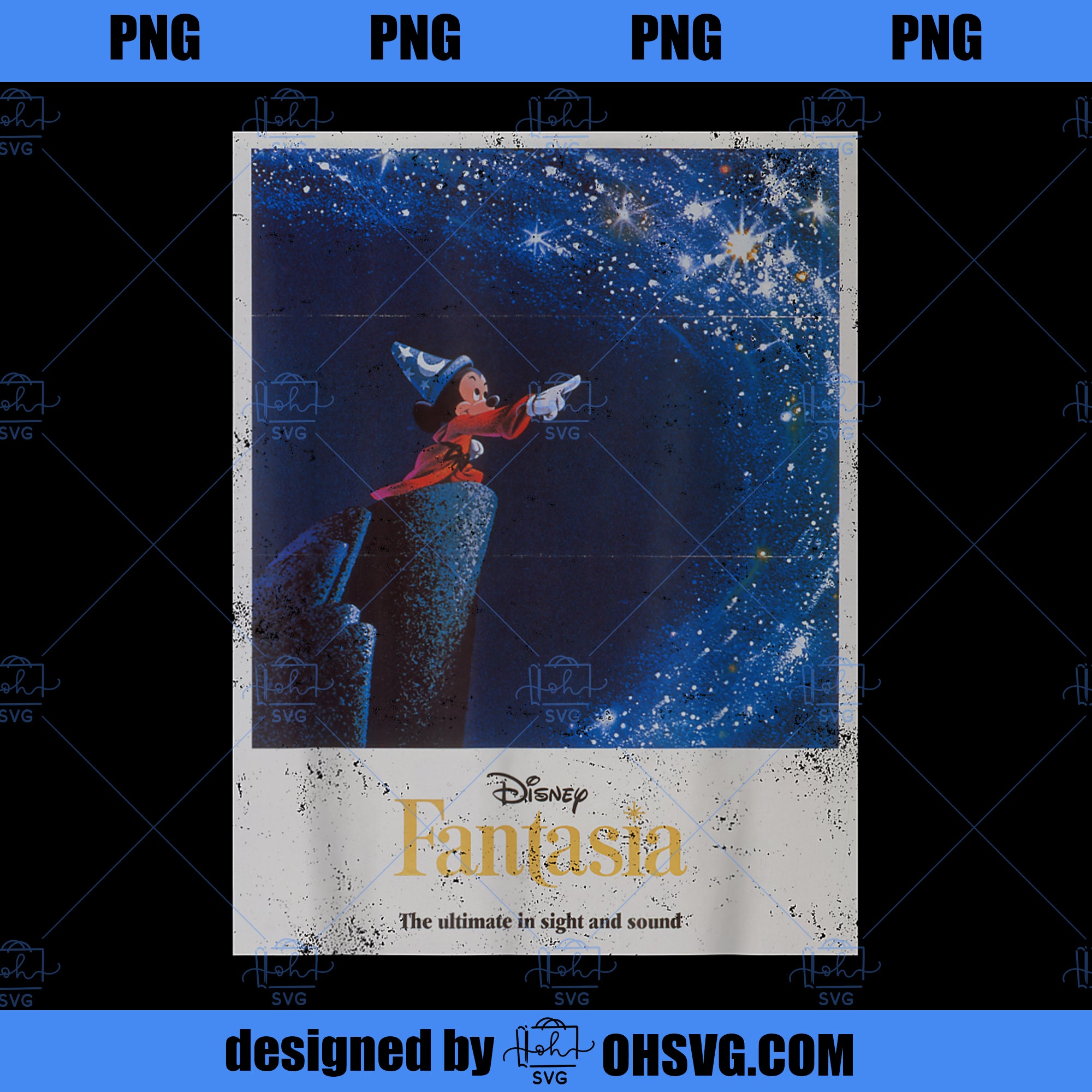 Disney Mickey Mouse Fantasia Retro Poster PNG, Disney PNG, Mickey Friends PNG