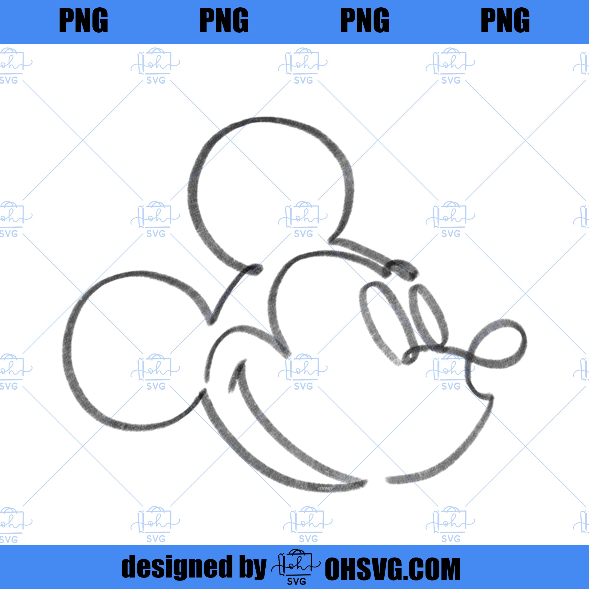 Disney Mickey Mouse Head Artist Pencil Doodle Retro Vintage PNG, Disney PNG, Mickey Friends PNG