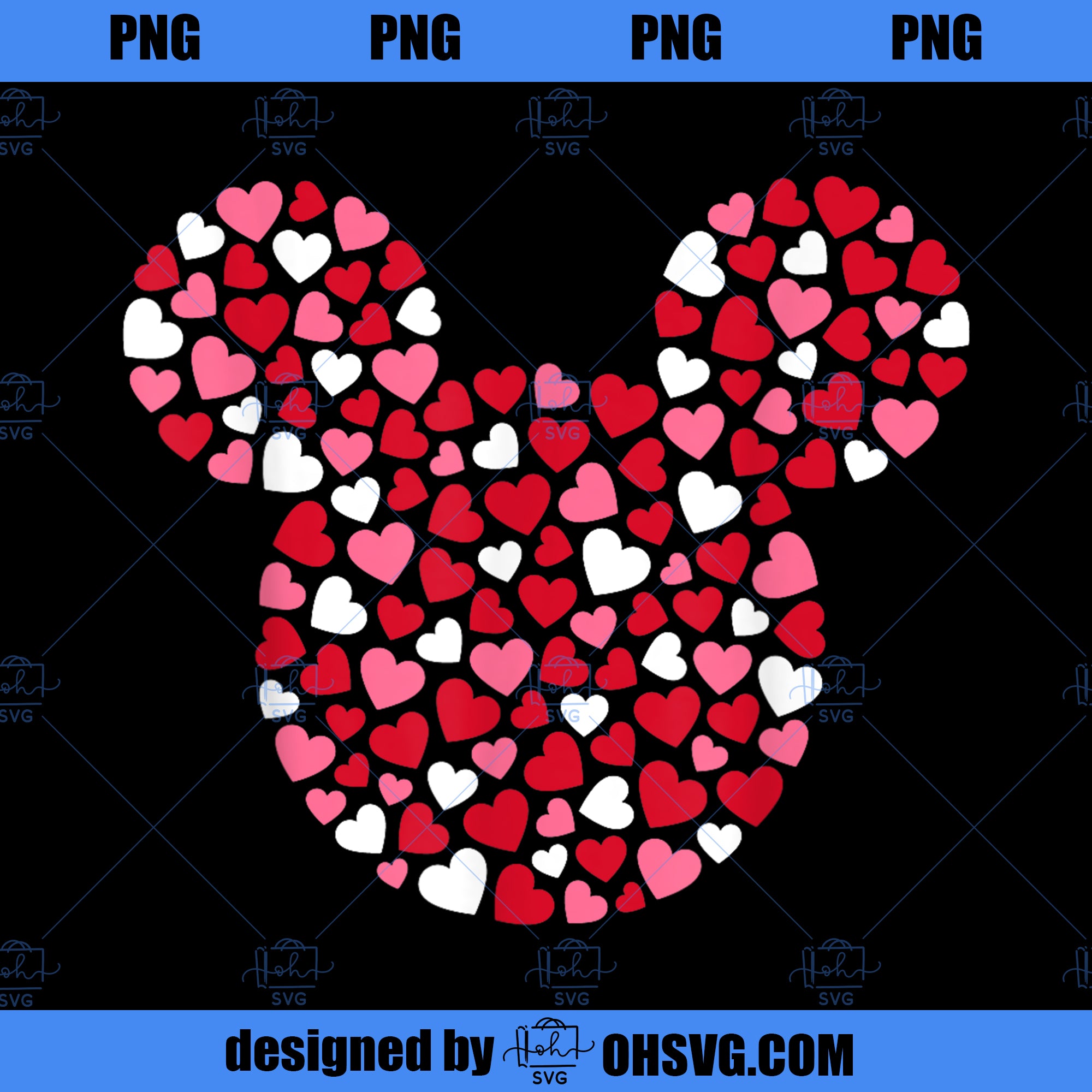 Disney Mickey Mouse Icon Pink Hearts Valentines Day PNG, Disney PNG, Mickey Friends PNG