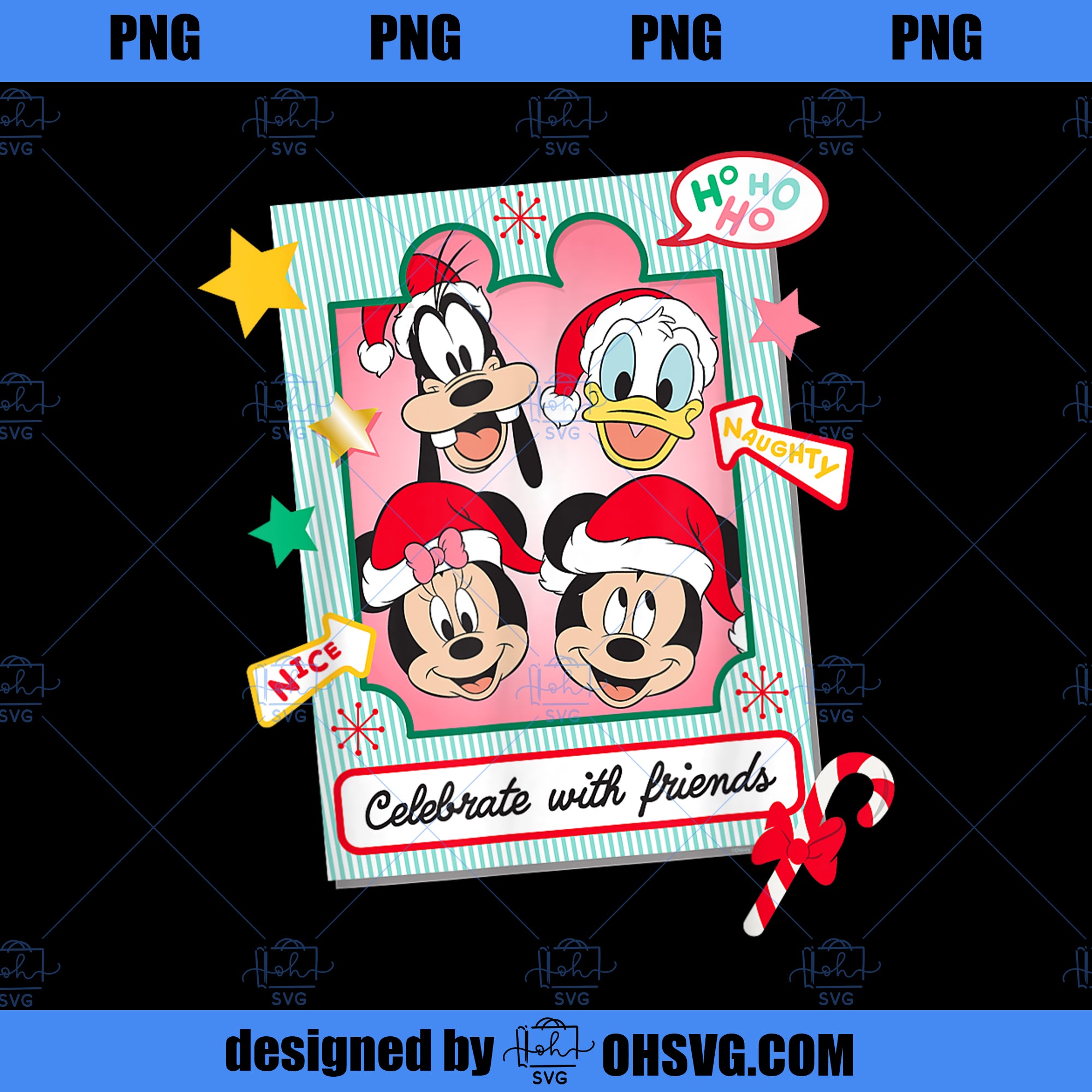 Disney Mickey Mouse Pals Christmas Celebrate with Friends PNG, Disney PNG, Mickey Friends PNG