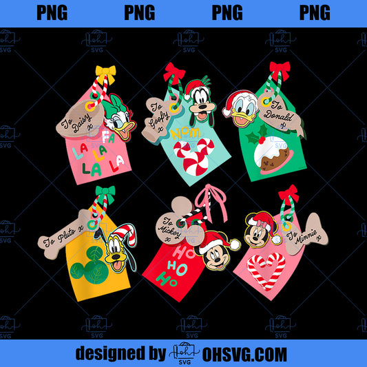 Disney Mickey Mouse Pals Holiday Christmas Gift Tags PNG, Disney PNG, Mickey Friends PNG
