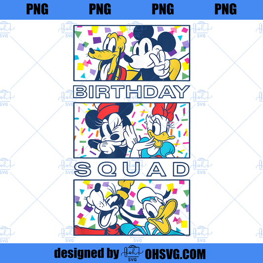 Disney Mickey Mouse and Friends Confetti Crew Birthday Squad PNG, Disney PNG, Mickey Friends PNG