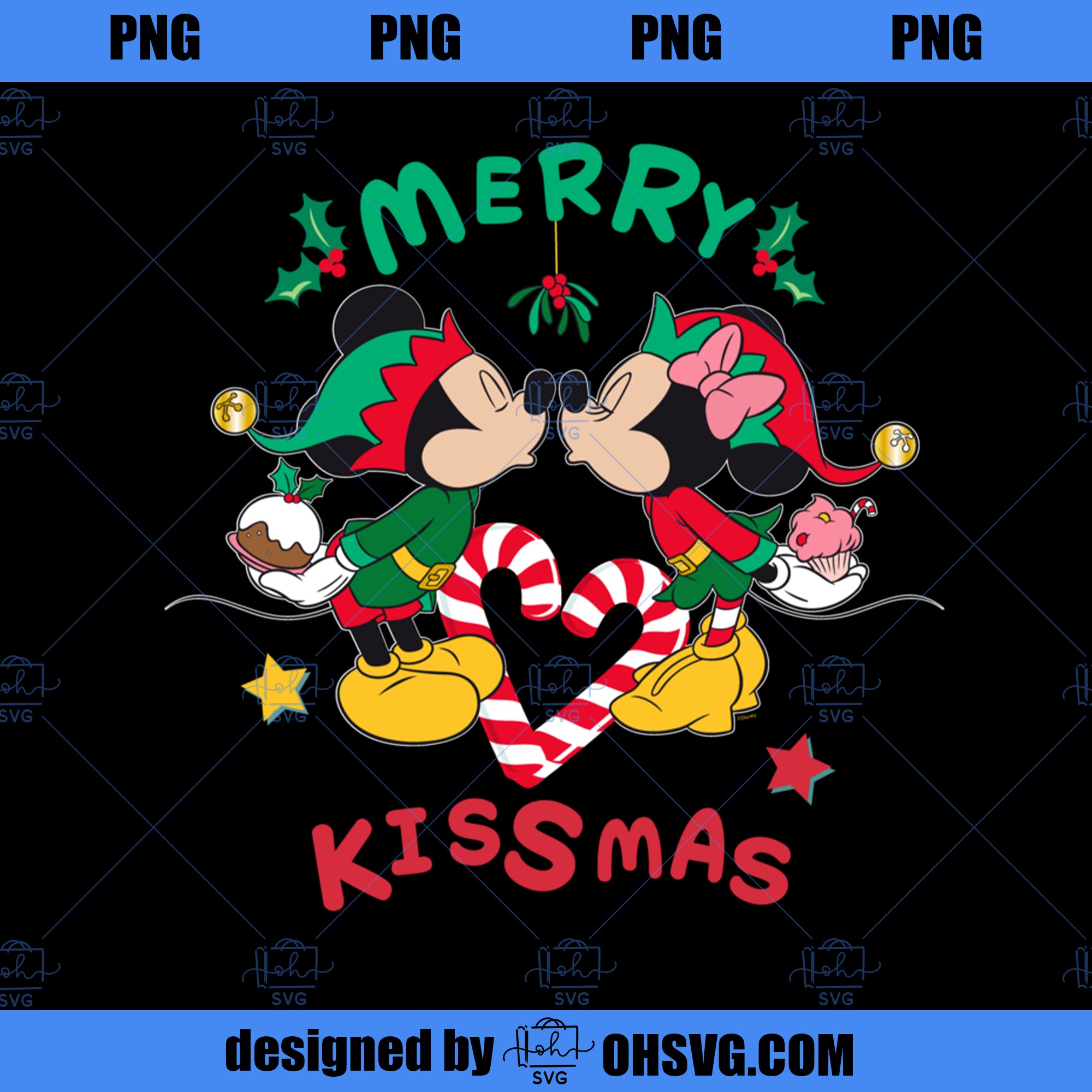 Disney Mickey and Minnie Mouse Christmas Love Merry Kissmas PNG, Disney PNG, Mickey Friends PNG