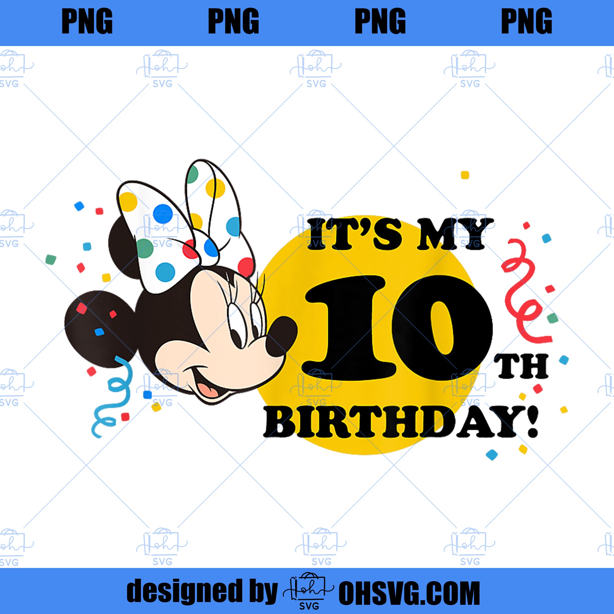 Disney Minnie Mouse 10th Birthday PNG, Disney PNG, Mickey Friends PNG