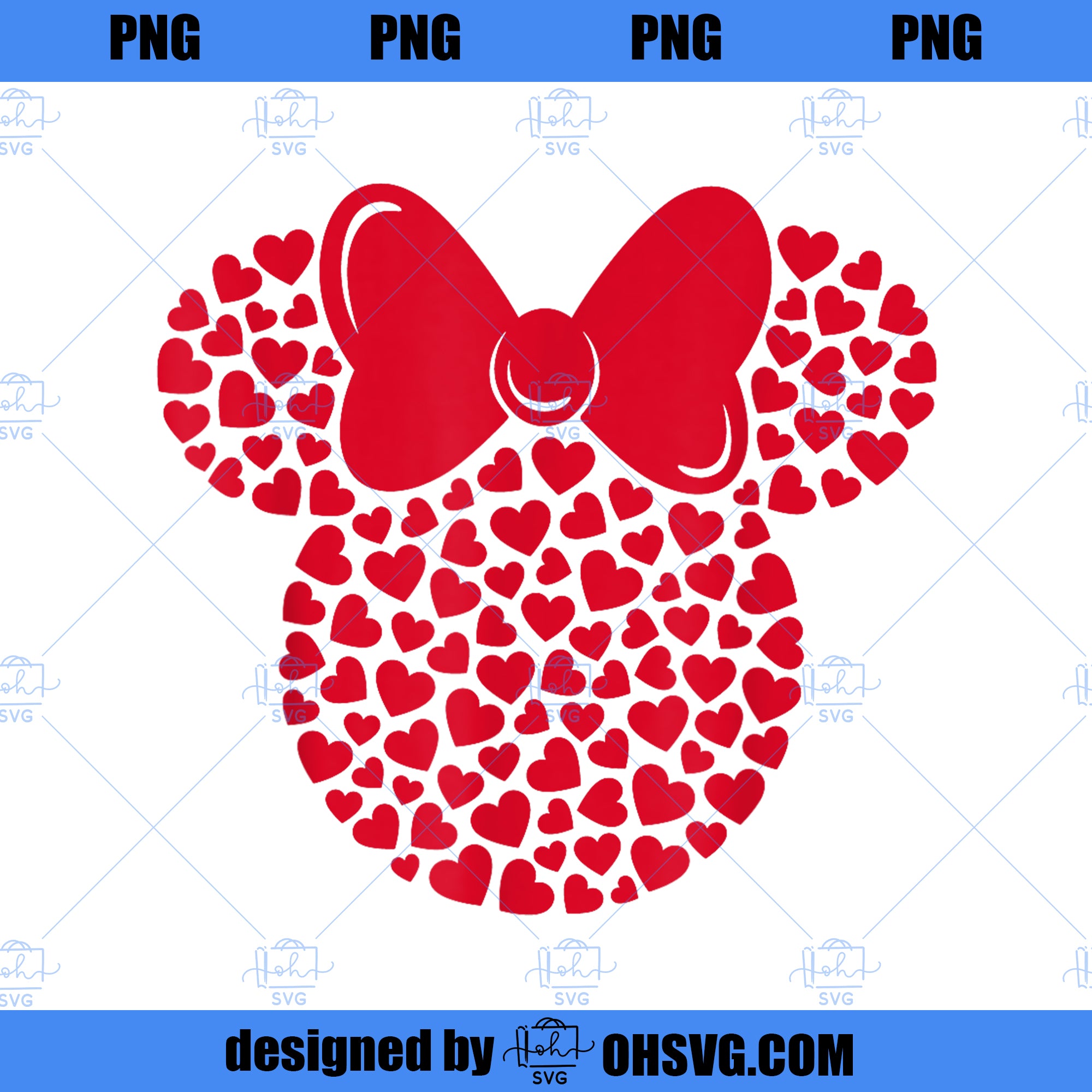 Disney Minnie Mouse Icon Filled with Hearts PNG, Disney PNG, Mickey Friends PNG