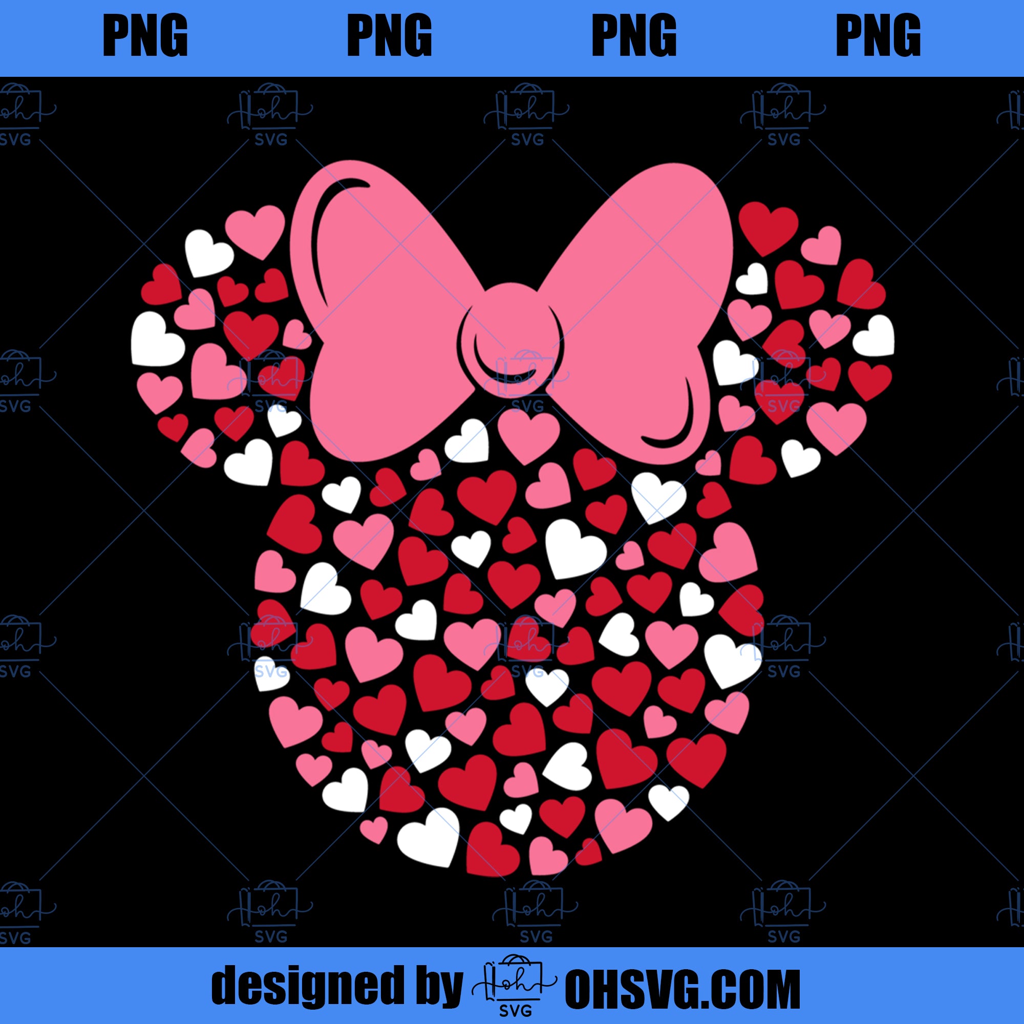 Disney Minnie Mouse Icon Pink Hearts Valentines Day PNG, Disney PNG, Mickey Friends PNG