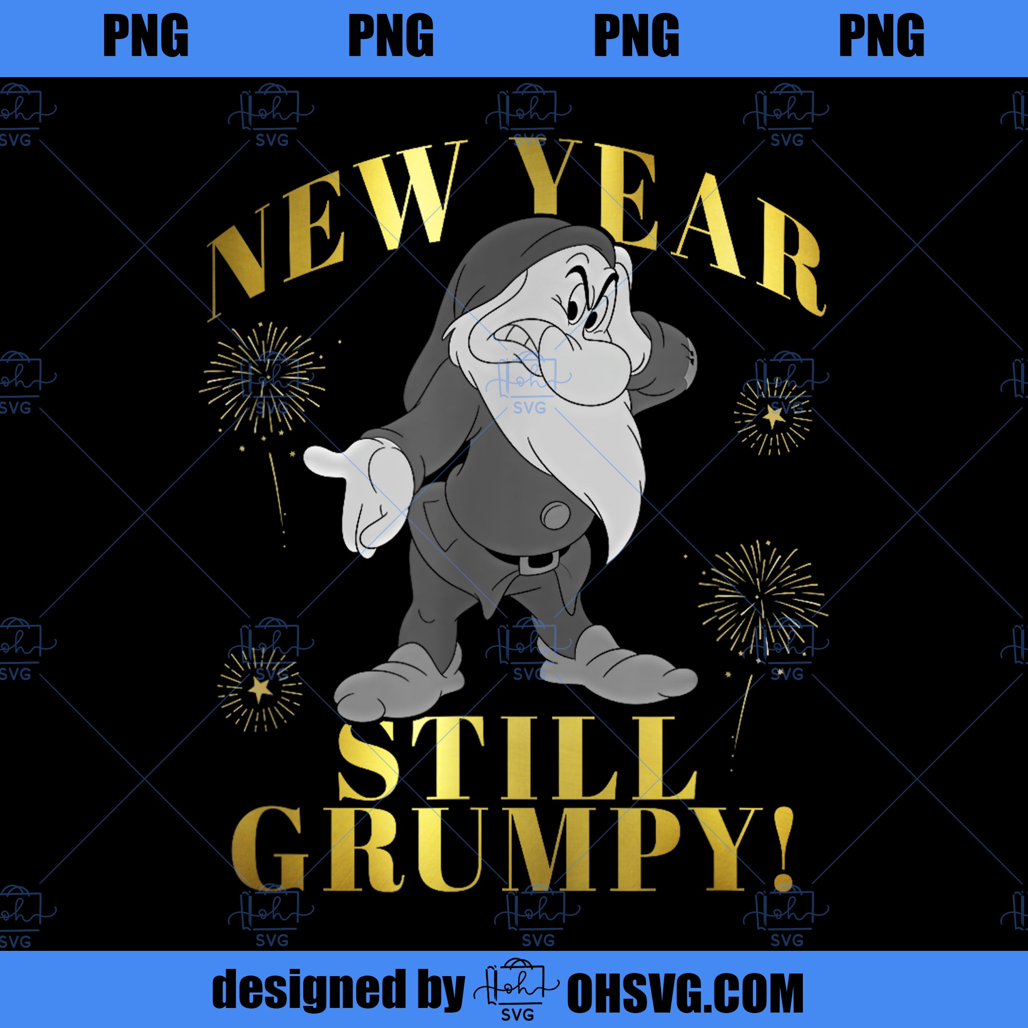 Disney New Years Snow White The Seven Dwarfs Still Grumpy PNG, Disney PNG, Mickey Friends PNG