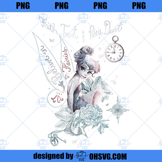 Disney Peter Pan Tinker Bell Believe Drawing Portrait PNG, Disney PNG, Tinker Bell PNG