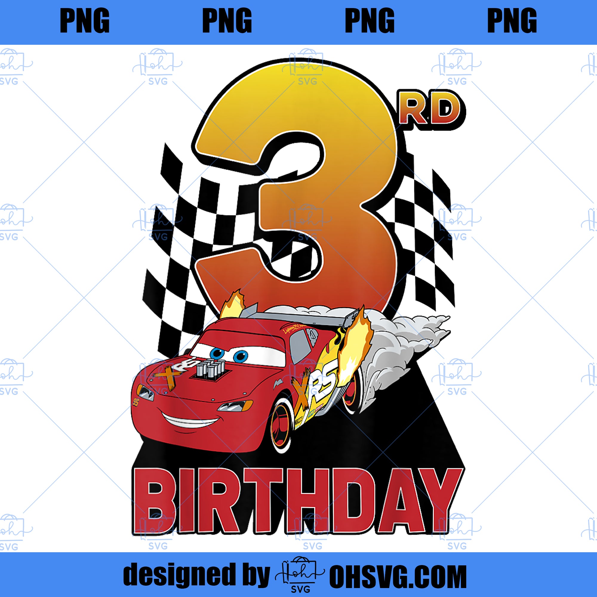 Disney Pixar Cars Lightning McQueen 3rd Birthday Race PNG, Disney PNG, Pixar Cars PNG