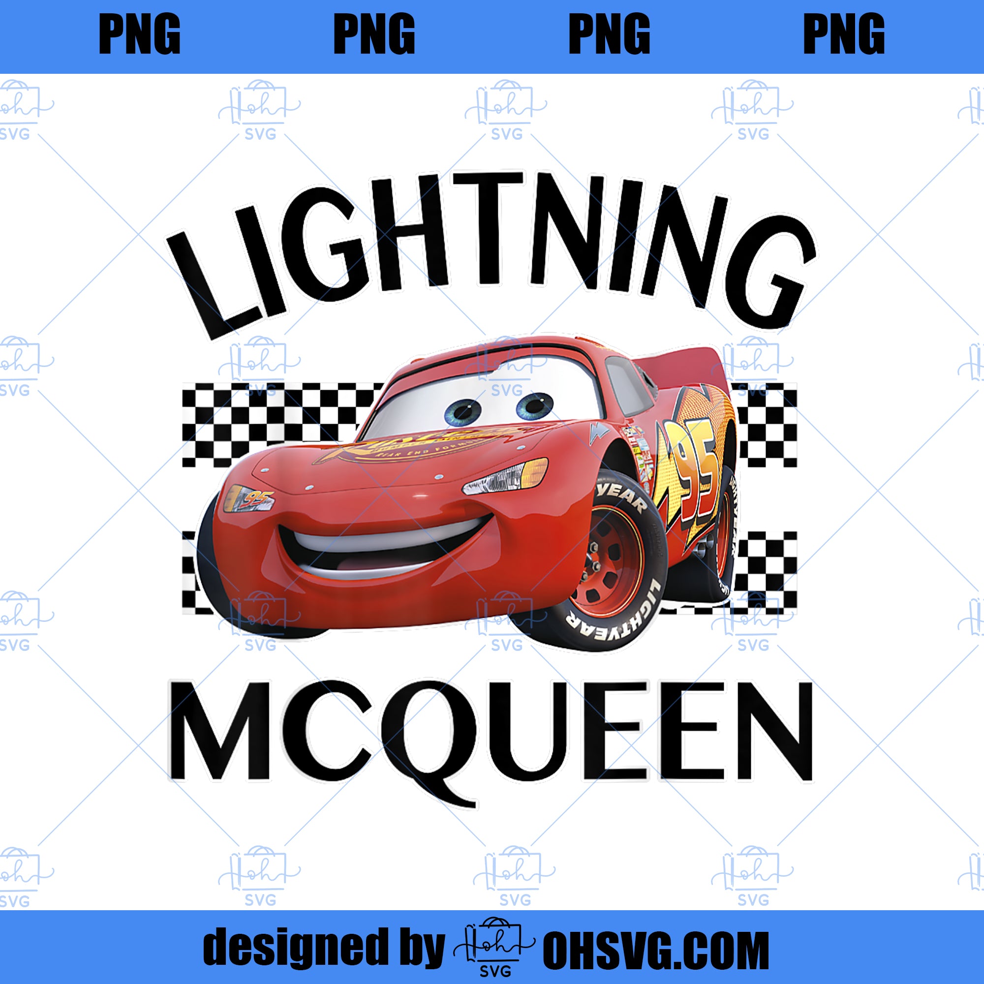 Disney Pixar Cars Lightning McQueen Finish Graphic PNG, Disney PNG, Pixar Cars PNG