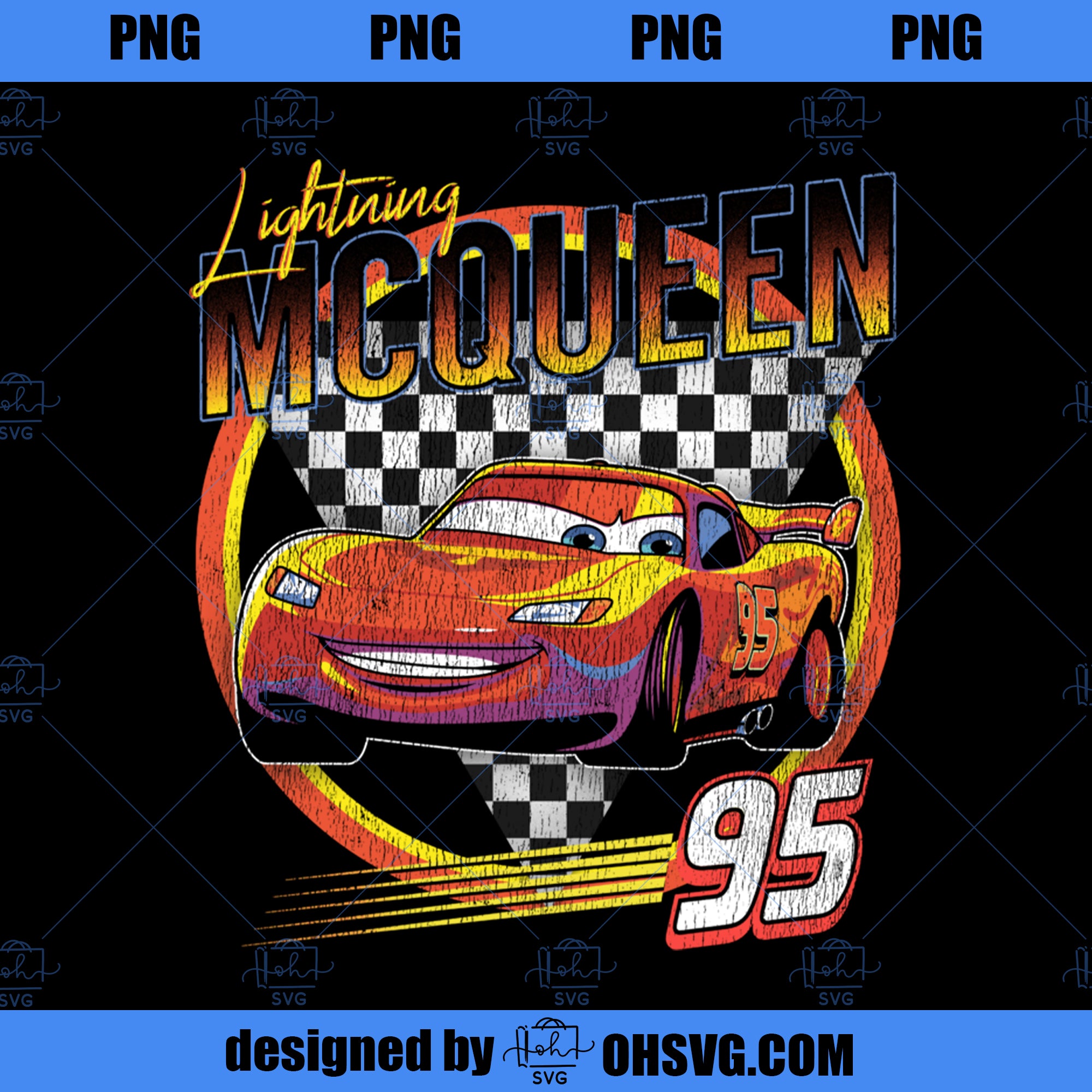 Disney Pixar Cars Lightning McQueen Vintage Race PNG, Disney PNG, Pixar Cars PNG