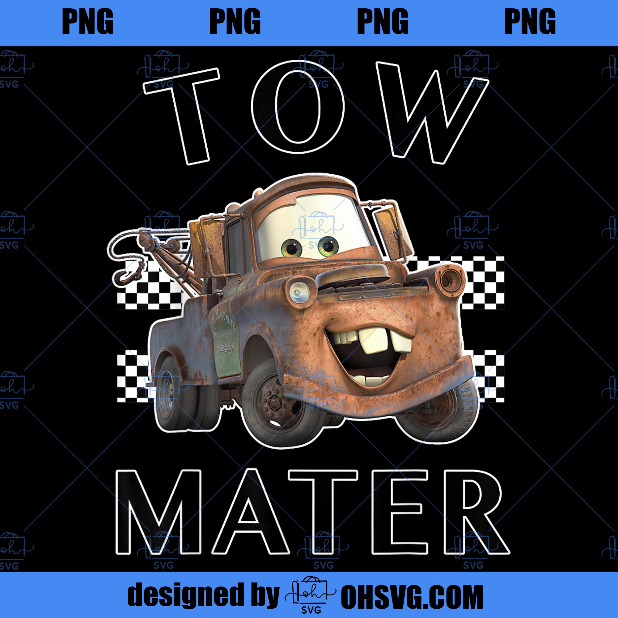 Disney Pixar Cars Tow Mater Finish Graphic PNG, Disney PNG, Pixar Cars PNG