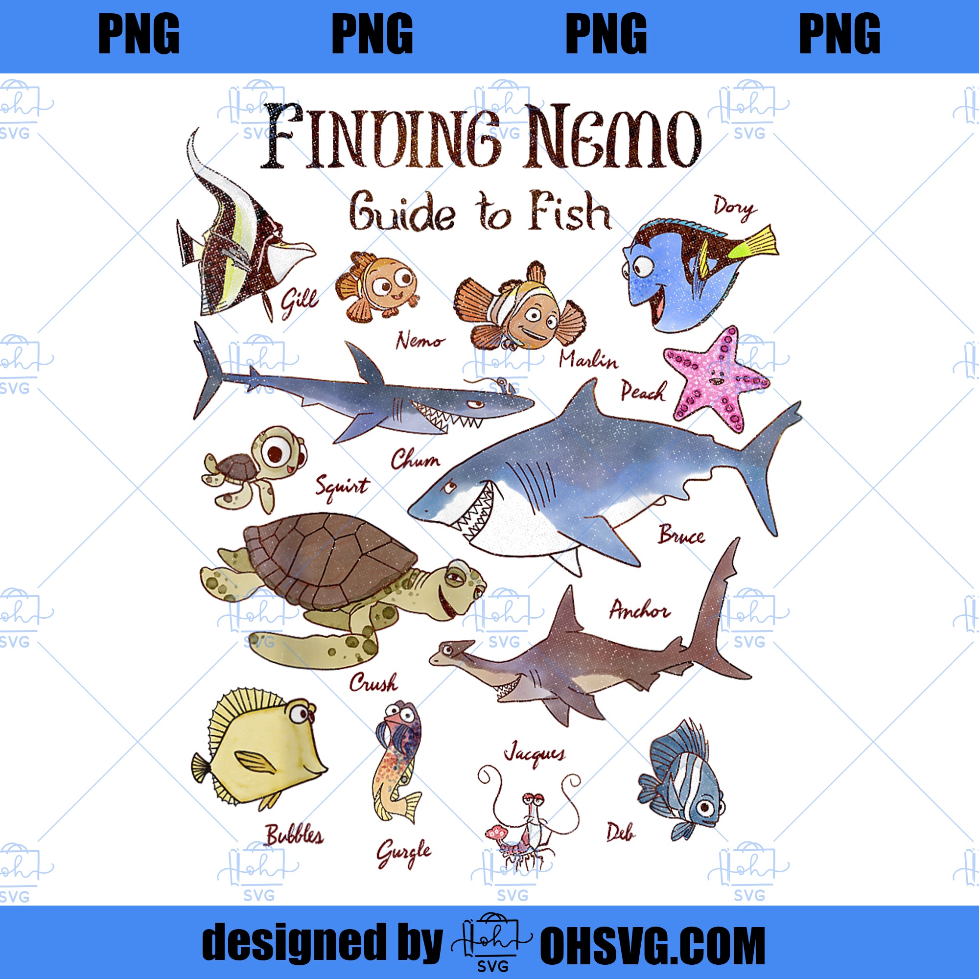 Disney Pixar Finding Nemo Guide To Fish Textbook Sketches PNG, Disney PNG, Disney Pixar PNG